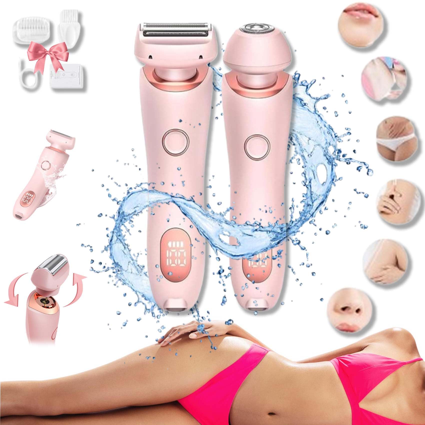 Gleam Pro 3.0 Women's Electric Razor - Smooth Shave for Legs, Underarms & Bikini Line - Serene Rechargeable Cordless Shaver with Pink Design - Perfect for Travel, Gym & Everyday Use
