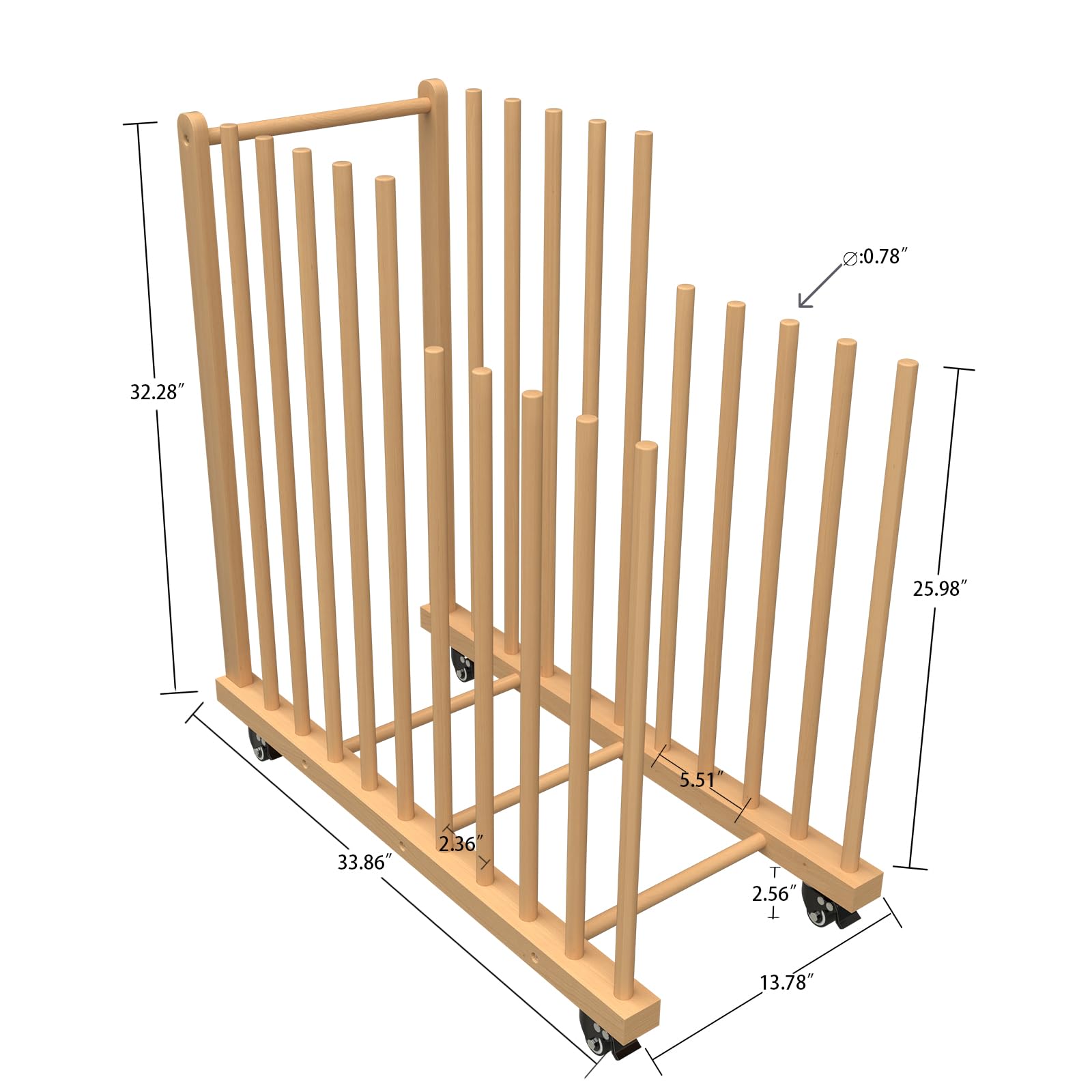Wooden Art Storage Rack with Handles & Caster Wheels - Canvas Drying Stand for Art Studios, Drawing Boards, Printed Materials & Gallery Artwork Display - Perfect for Artists, Painters & Creative Workspaces