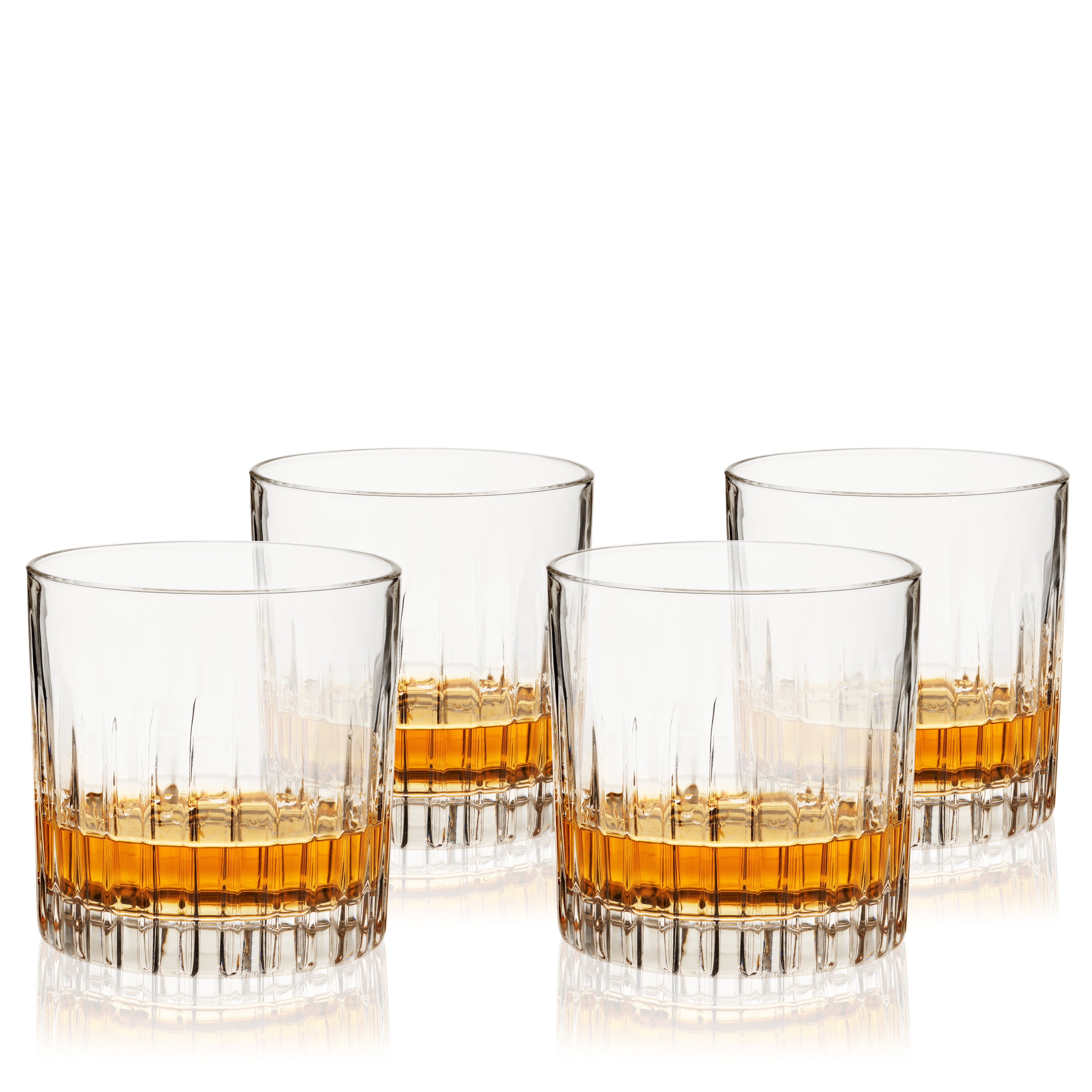 Premium Reserve Milo Crystal Whiskey Glasses Set of 4 - Elegant Barware for Scotch, Bourbon & Cocktails - Perfect for Home Bars, Gifts & Entertaining