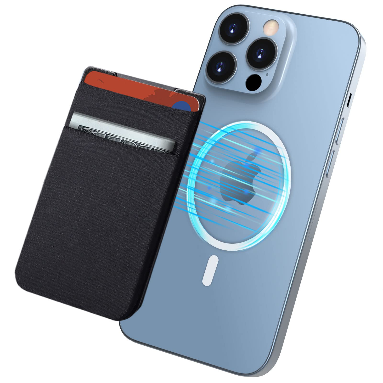 iMLuckies Magnetic Wallet for iPhone MagSafe - Slim RFID Blocking Card Holder with Strong Magnet for iPhone 16/15/14/13/12 Series (Black) | Perfect for Everyday Carry, Travel & Contactless Payments