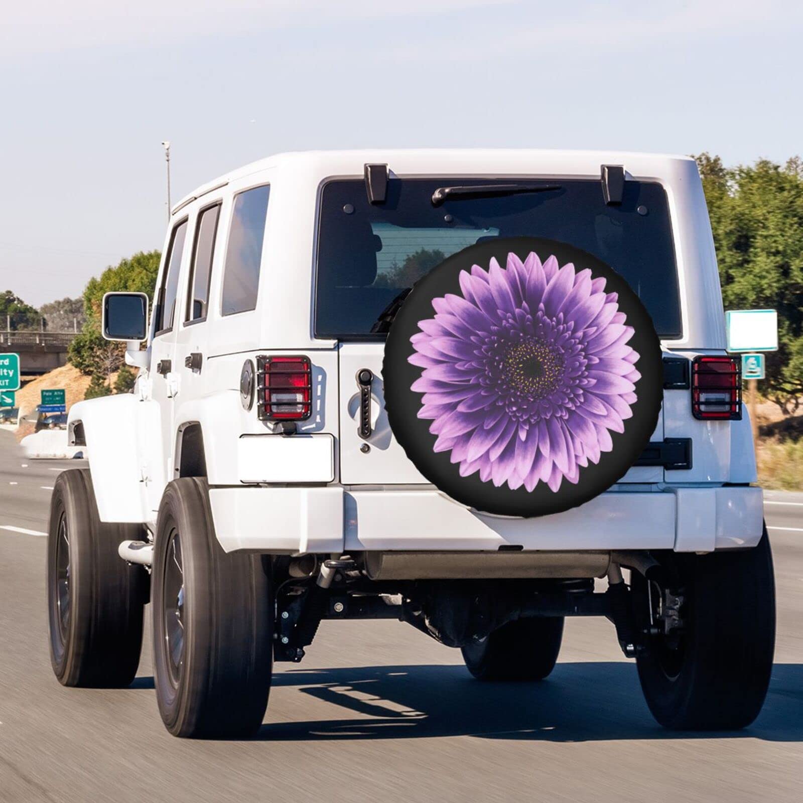 Pink Gerbera Flower Spare Tire Cover - 15 Inch Dustproof Wheel Protector for Trailers, RVs, SUVs & Vehicles | Perfect for Outdoor Travel & Camping Accessories