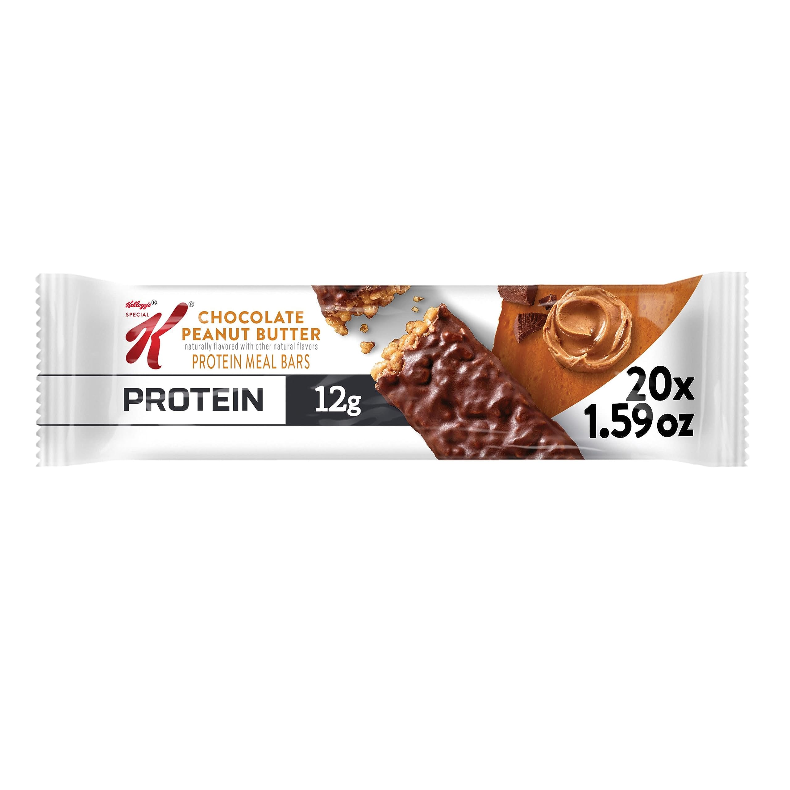 Special K Protein Bars - Chocolate Peanut Butter Flavor, High Protein Meal Replacement & Healthy Snacks (20 Count) - Perfect for Workout Recovery, Office Snacking & On-the-Go Nutrition