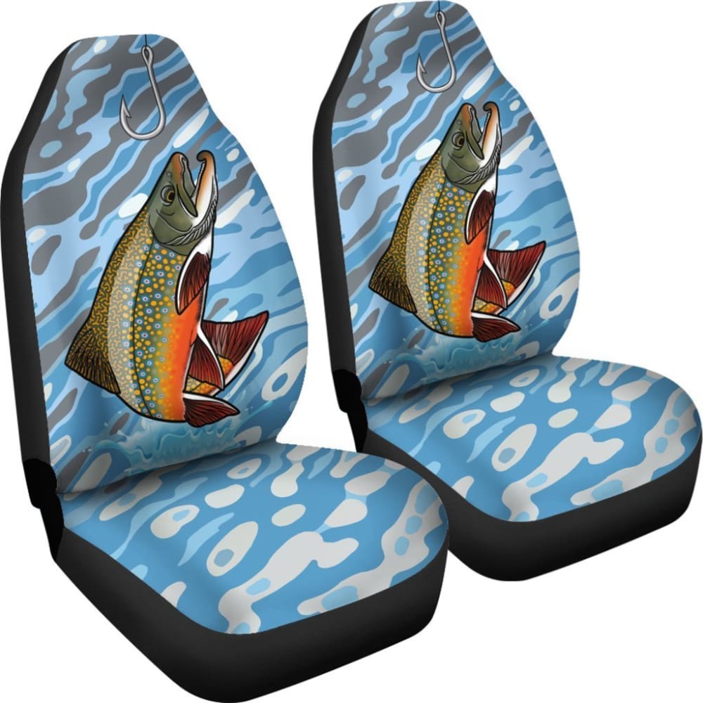 Premium Brook Trout Fishing Car Seat Covers - Waterproof & Durable for Outdoor Enthusiasts - Perfect for Trucks, SUVs, and Boats