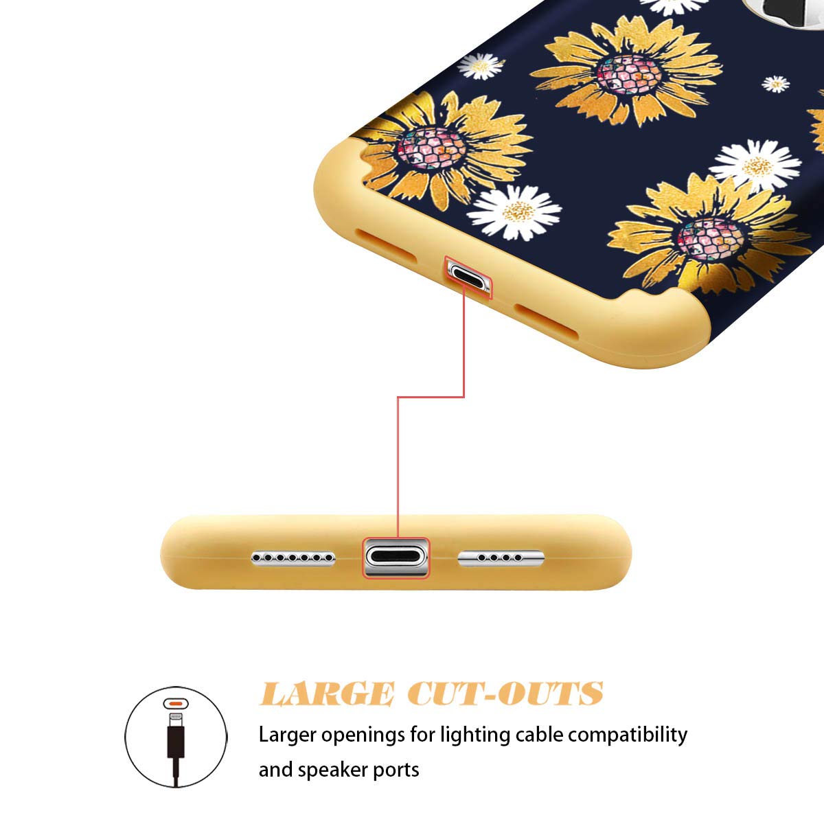 Floral Sunflower iPhone Xs Max Case - Slim Hard PC & Soft Silicone Hybrid 2-in-1 Shockproof Bumper Cover with Anti-Scratch Protection | Perfect for Everyday Use, Outdoor Activities, and Travel