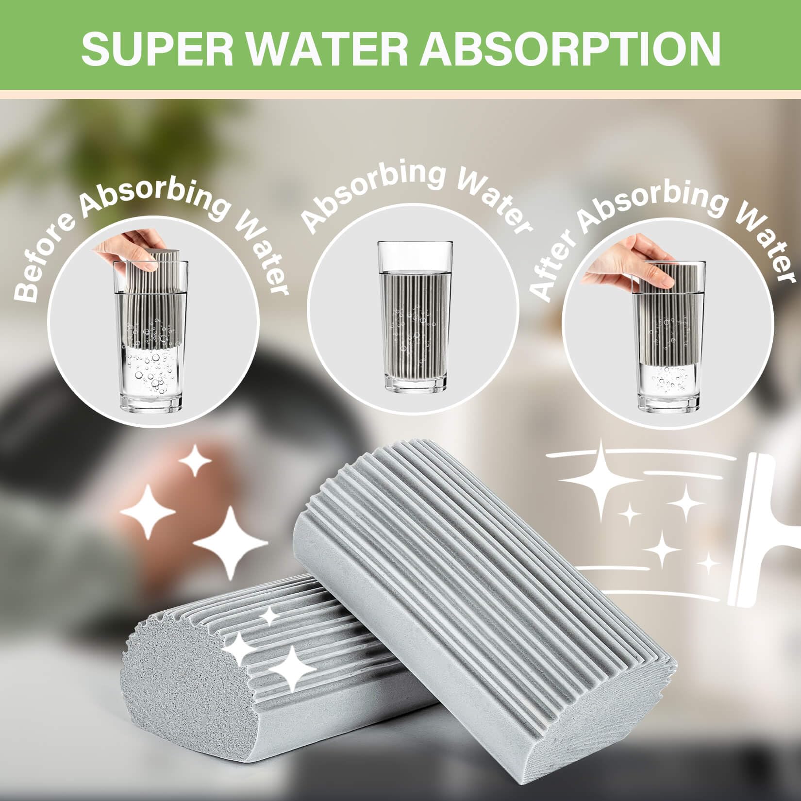 7 Pack Reusable PVA Sponges - Super Absorbent for Windows, Glass & Home Cleaning