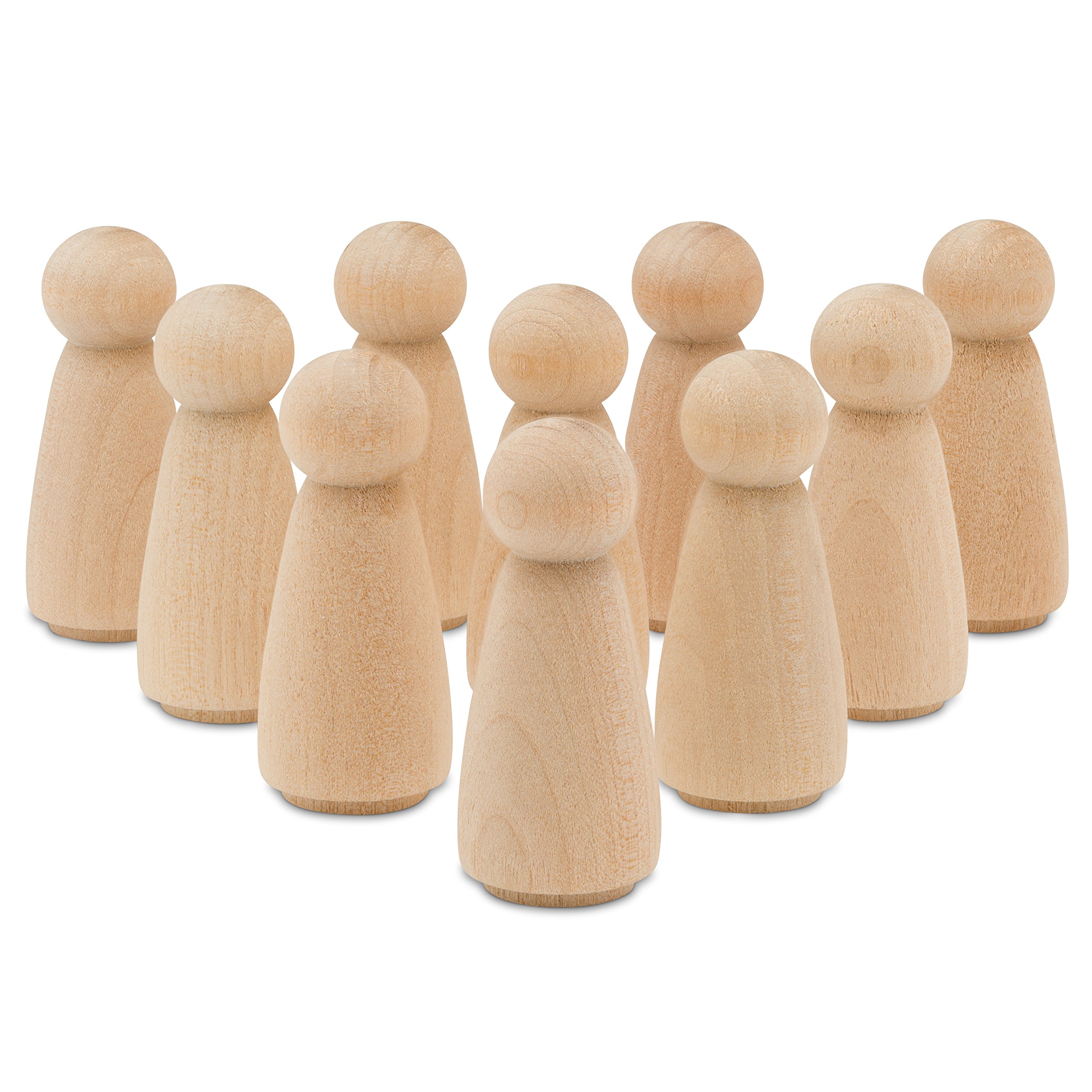 Large 3.5 Inch Unfinished Wooden Peg Dolls - Pack of 100 Jumbo Mom/Angel Shape Peg People for DIY Painting | Perfect for Crafts, Christmas Ornaments, and Kids' Art Projects