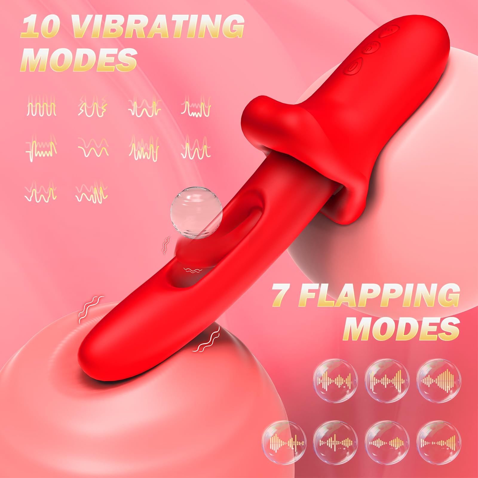 **7-Speed G Spot Vibrator with 10 Vibration Modes & Flapping Tongue - Waterproof Rabbit Clitoral Stimulator for Women & Couples - Perfect for Solo Play & Romantic Nights**
