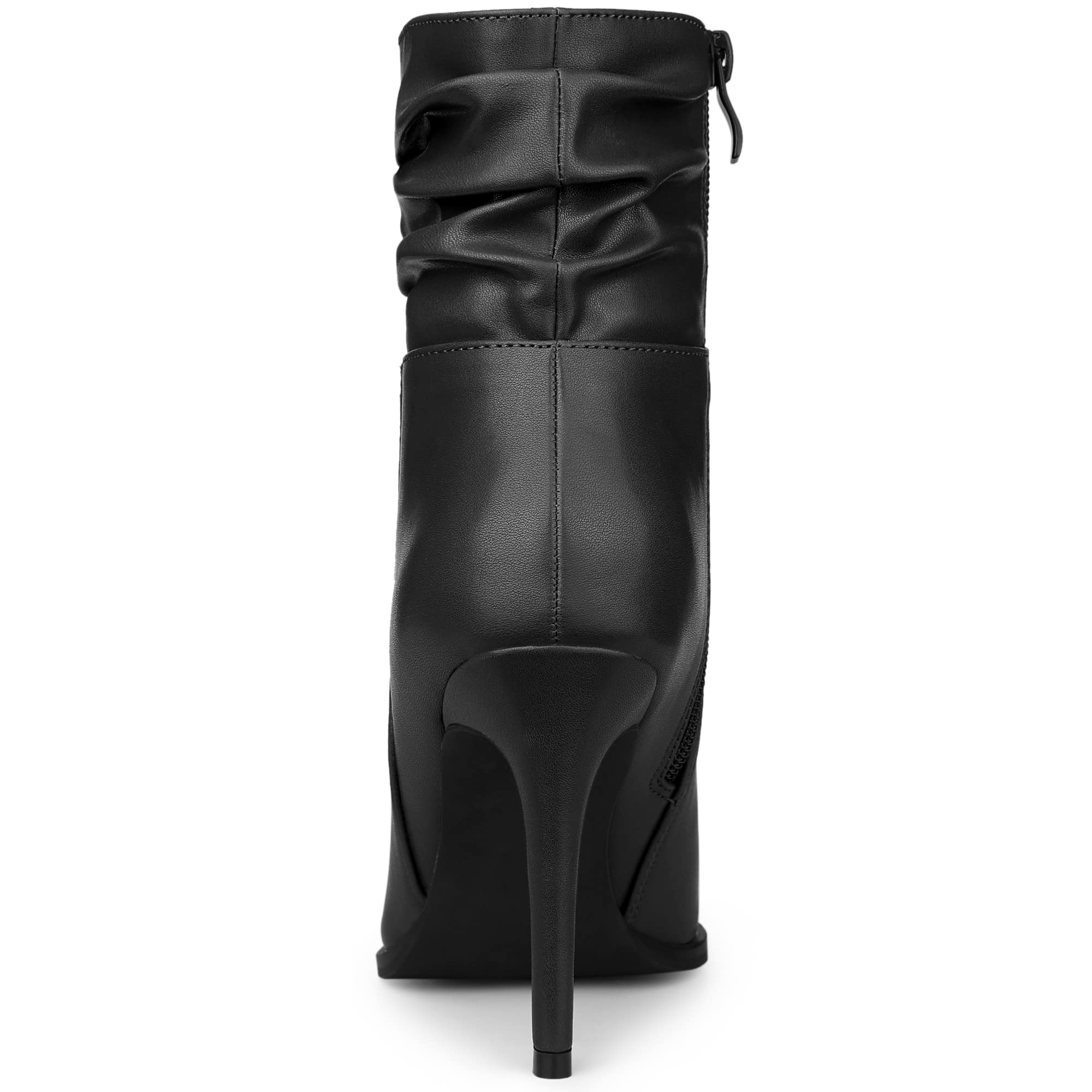 Allegra K Women's Slouched Pointed Toe Stiletto Heels Ankle Boots - Stylish Chunky High Heel Booties for Women, Fashionable Fall Winter Shoes for Party, Office & Night Out