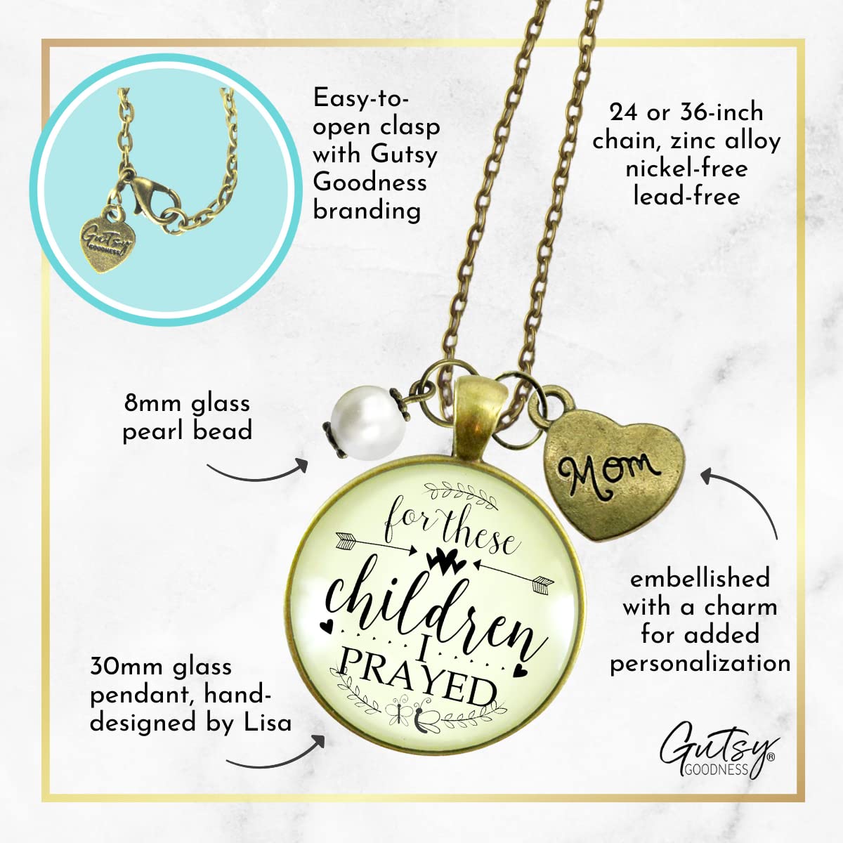Faith-Inspired Mother Necklace - 'For These Children I Prayed' Mom Gift, Sterling Silver Pendant for Christian Women, Perfect for Mother's Day, Baptism & Daily Wear