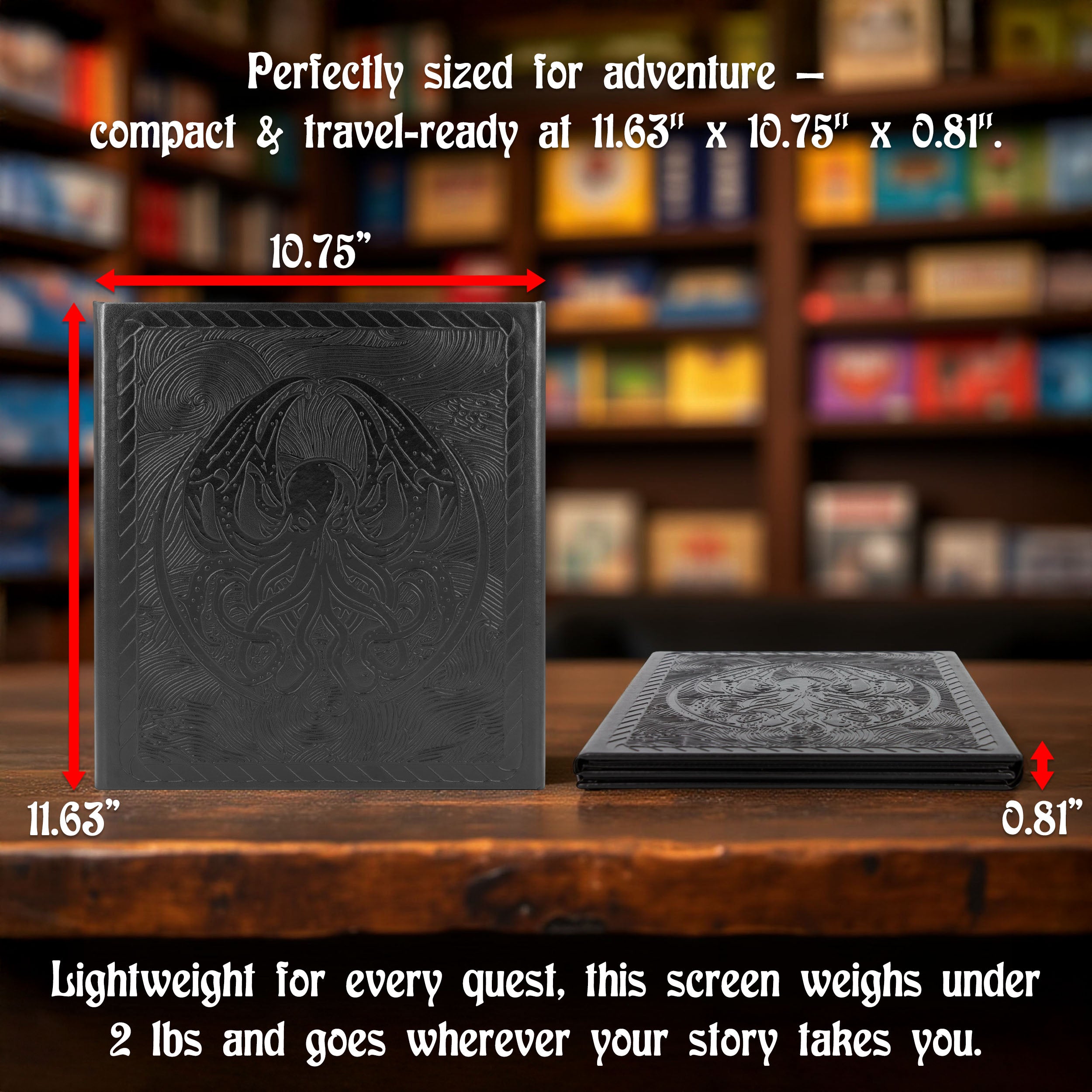 3 Panel Travel DM Screen - Compact PU Leather GM Screen with Clear Pockets & Wet Erase Panels | Portable RPG Campaigns | D&D Game Master Accessories | Tabletop Roleplaying Games | Dungeon Master Tools for Game Sessions