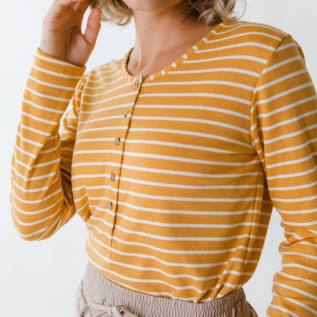 Mustard Yellow Henley Shirt for Men - Casual Button-Down Top for Everyday Wear, Outdoor Activities & Date Nights