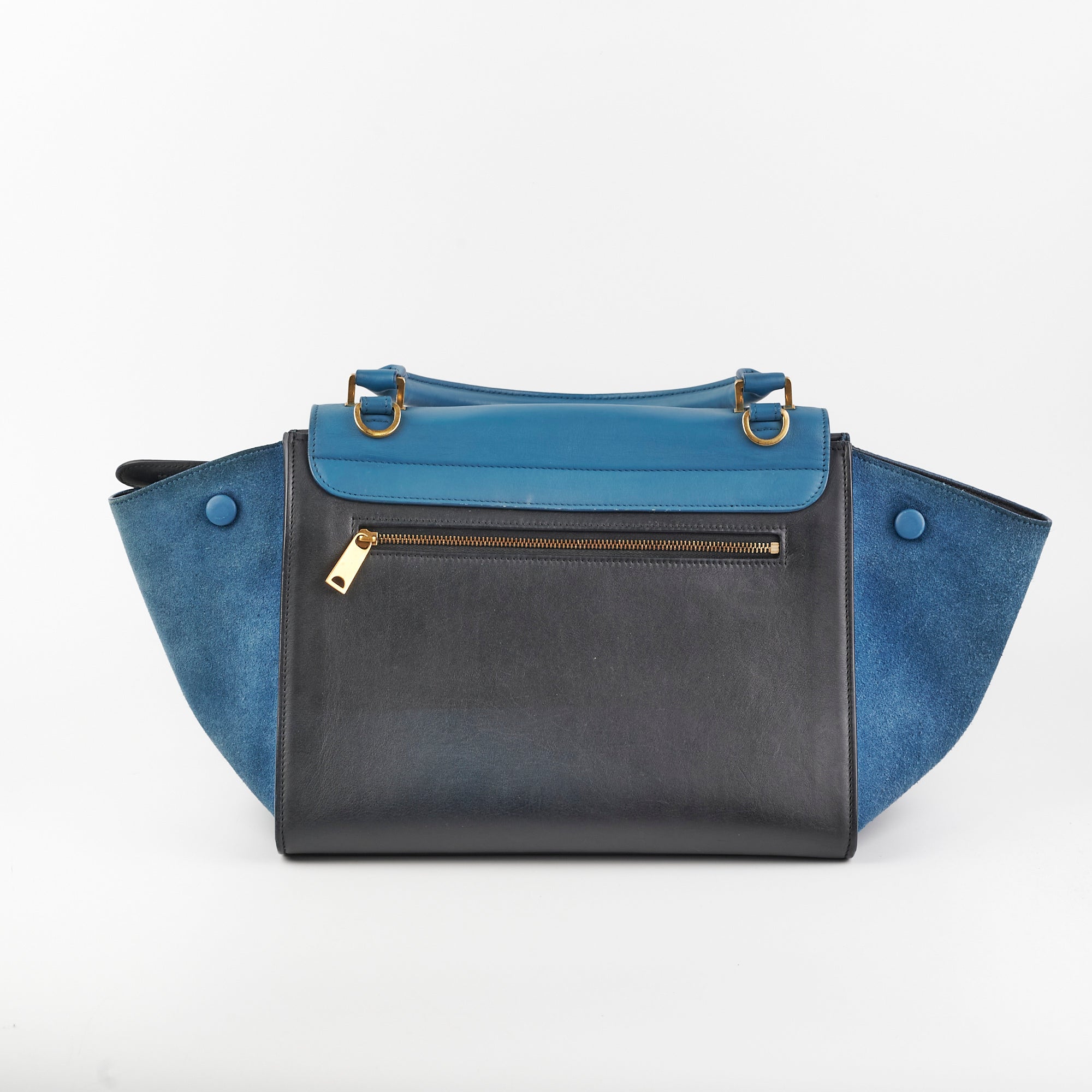 Celine Small Trapeze Handbag in Blue & Black | Luxury Crossbody Bag for Women | Perfect for Work, Travel & Evening Events