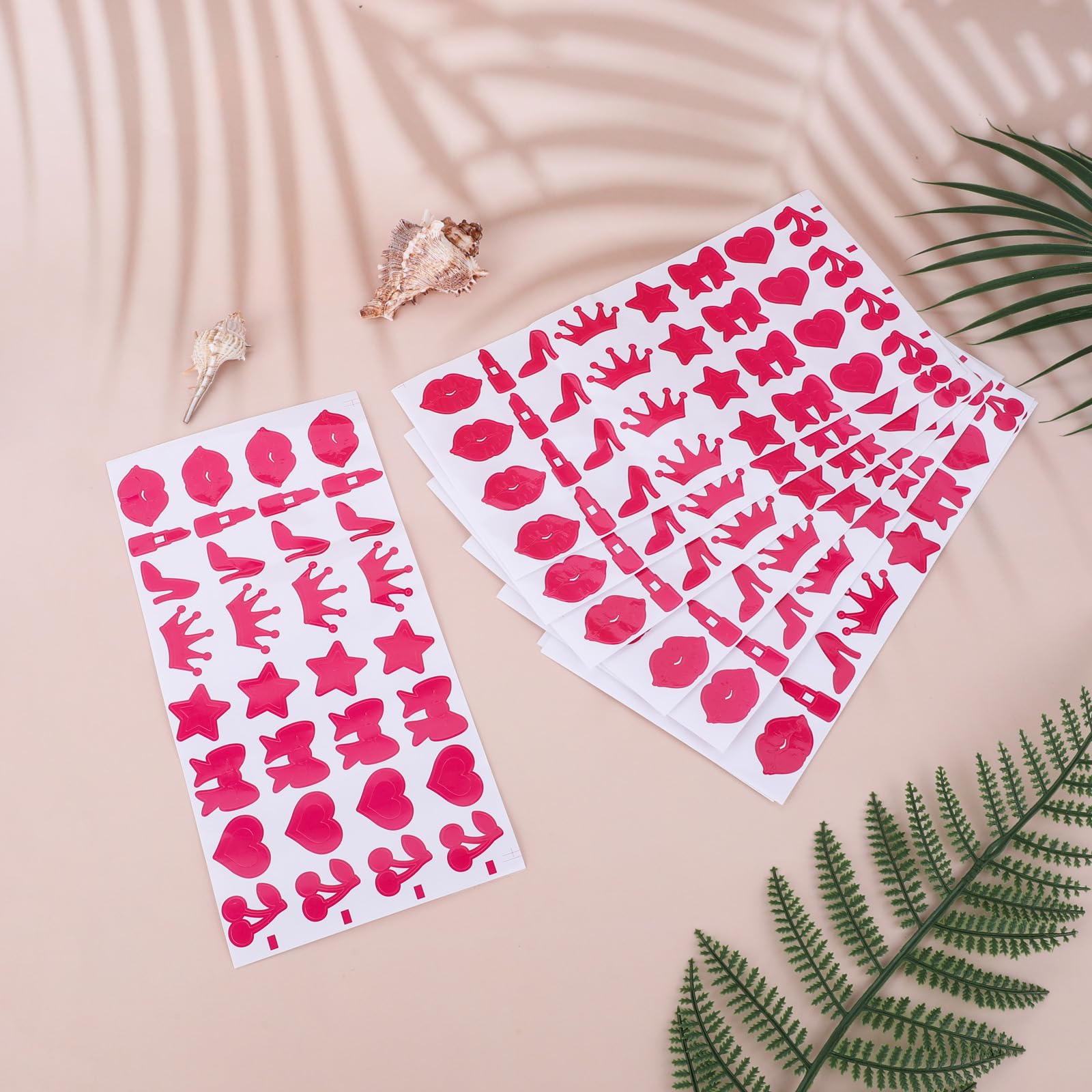 320 Pieces Self-Adhesive Tanning Stickers for Sunbathing - Perforated Body Stickers for Tanning Beds, Summer Beach, Outdoor & Indoor Use - 8 Stylish Pink Designs for Salon, Party & Vacation Supplies
