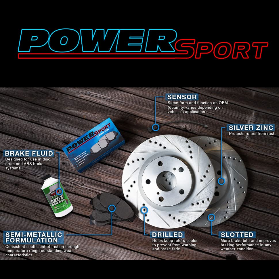 High-Performance Power Sport Rear Brake Pads & Rotors Kit - Semi-Metallic Braking System with Sensor Wire (BLC1.20039.63) for Motorcycles, ATVs & Off-Road Vehicles
