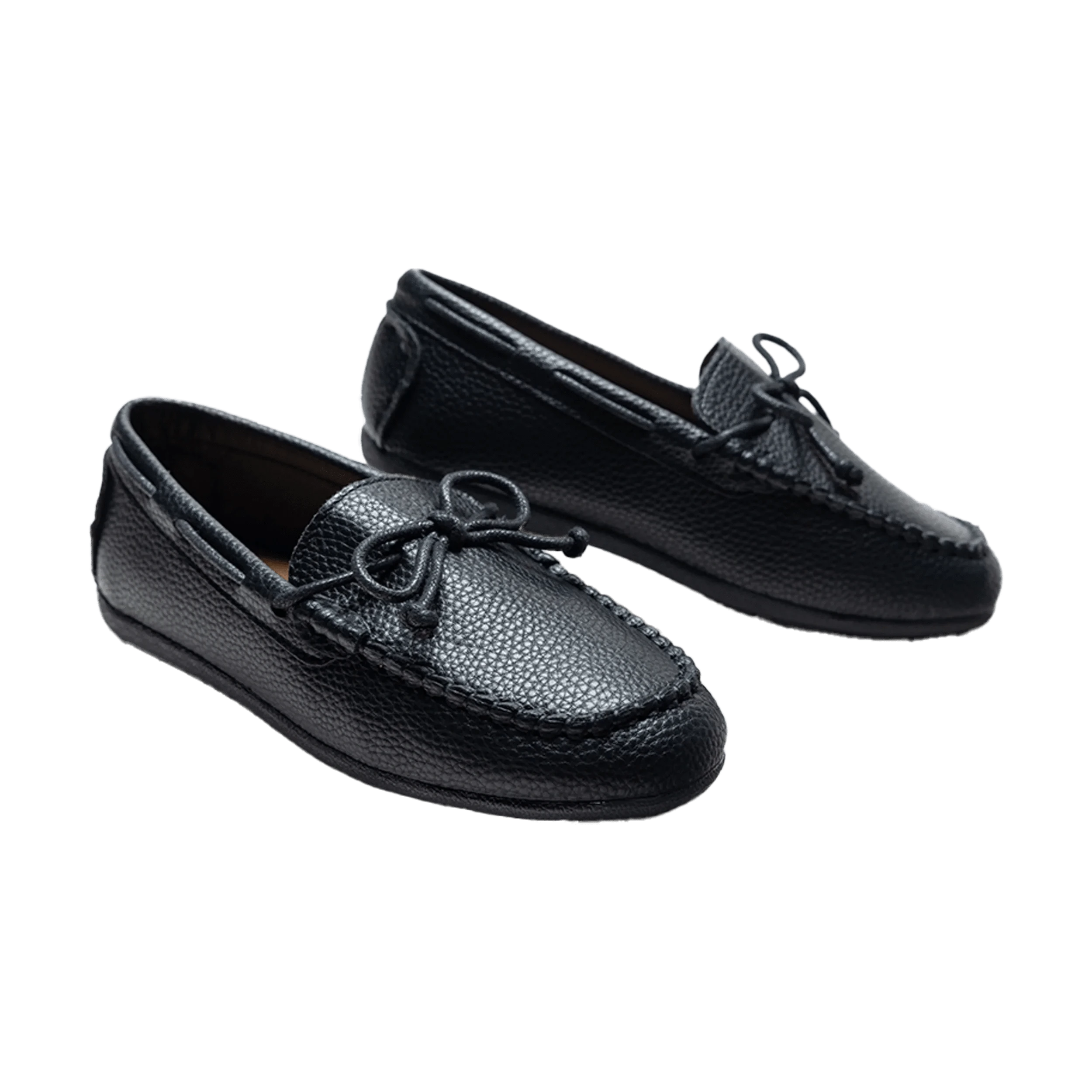 Black Faux Leather Laced Loafers for Women - Comfortable Slip-On Dress Shoes for Work, Office & Casual Outfits - Stylish & Breathable Walking Shoes for Daily Wear