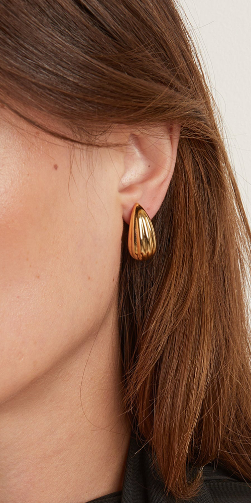 Fluted Teardrop Earrings for Women - Elegant Dangle Drop Earrings in Gold & Silver | Perfect for Weddings, Parties & Everyday Wear