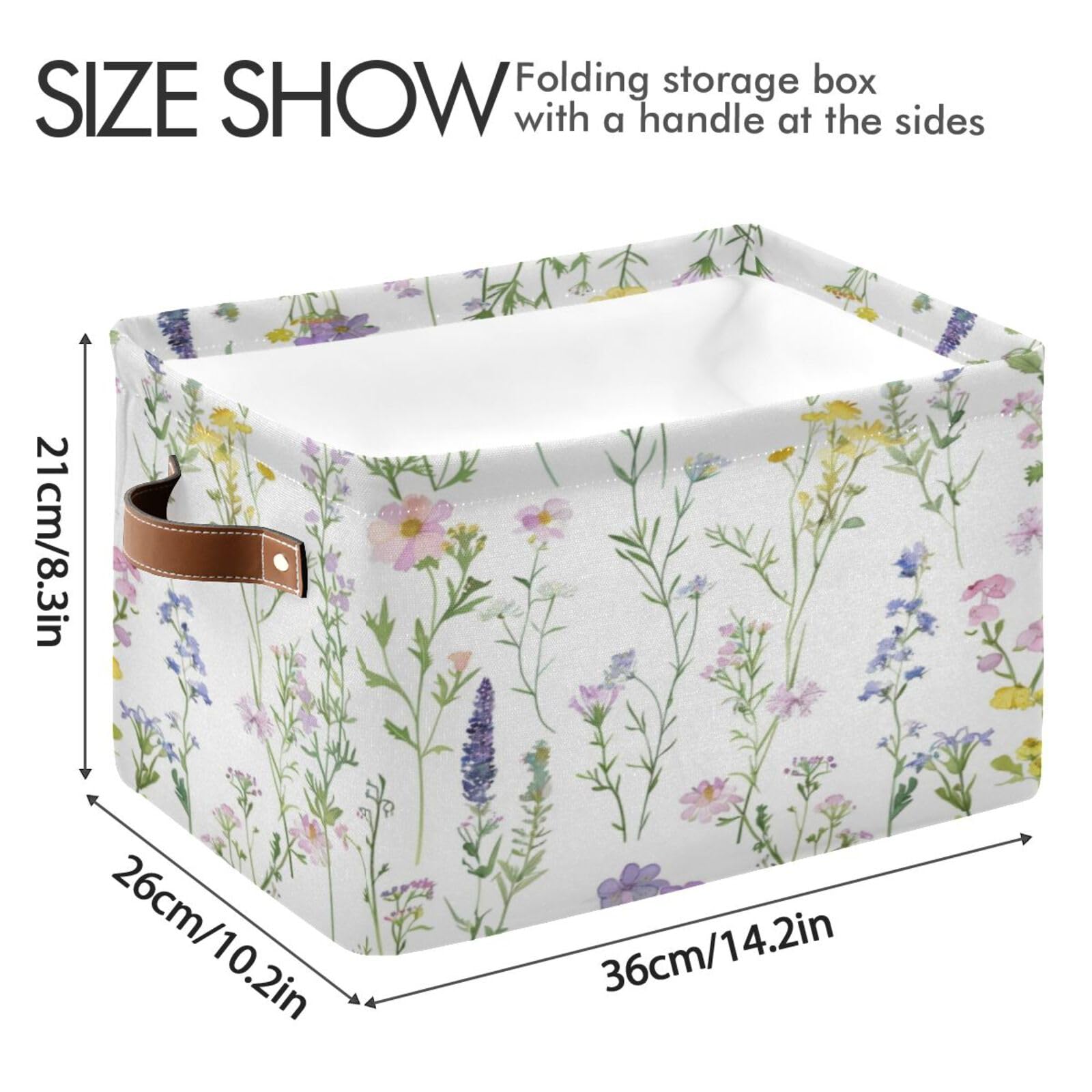 Large Fabric Storage Bins with Handles - Collapsible Closet Organizer Baskets for Shelves, Clothes, Toys & Home Organization | Decorative Floral Storage Solutions for Bedroom, Nursery & Living Room