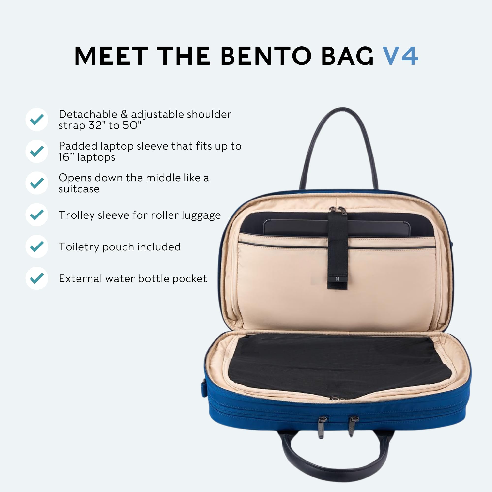 Nomad Lane The Bento Bag V4 - Durable & Lightweight Carry-On Duffel Luggage | Weekender Overnight Travel Bag for Men & Women | Perfect Personal Item for Air Travel & Weekend Getaways | Aegean Blue