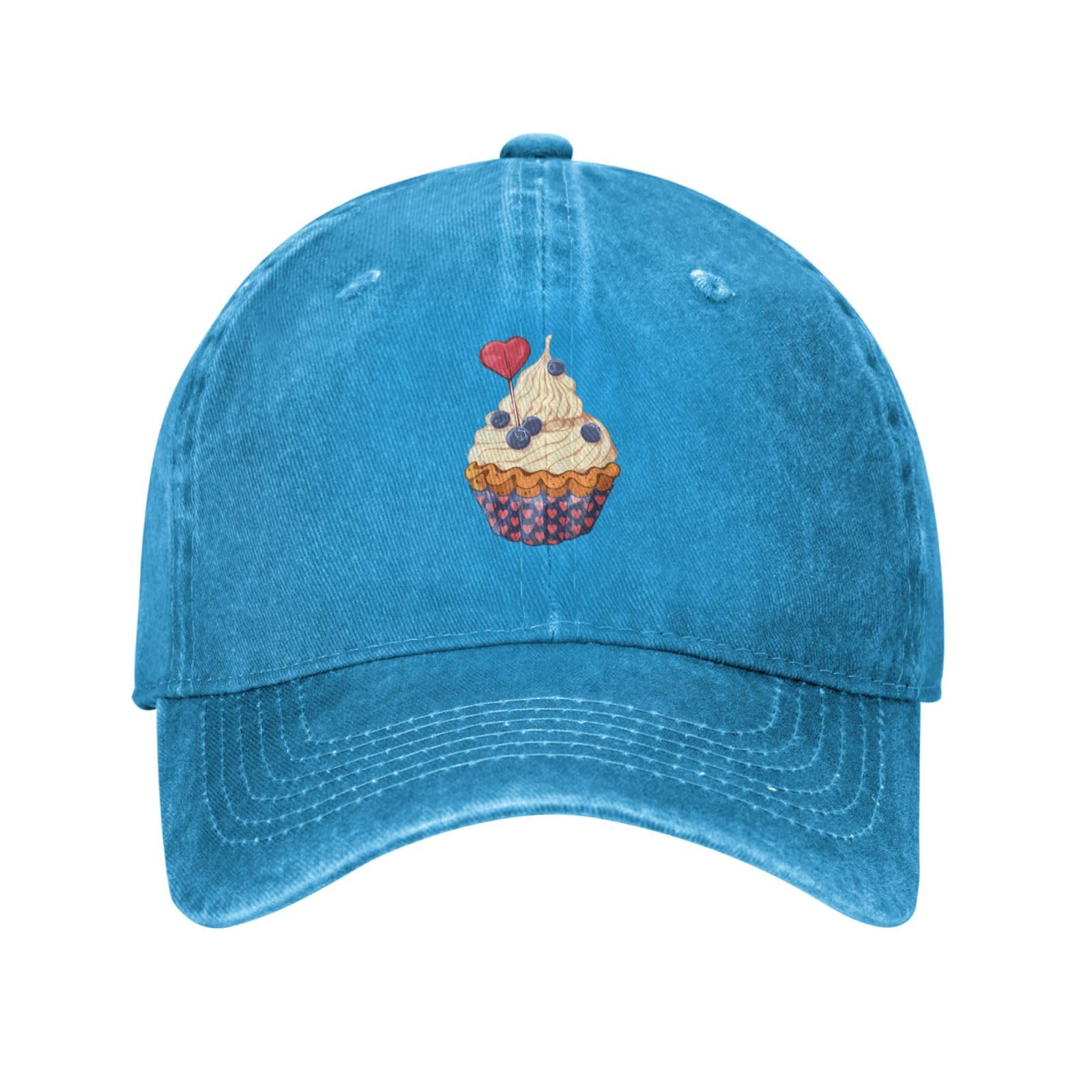 Blueberry Cupcake Baseball Cap for Men & Women - Soft Denim Trucker Dad Hat with Creamy Design - Perfect for Casual Wear, Outdoor Activities & Gifts