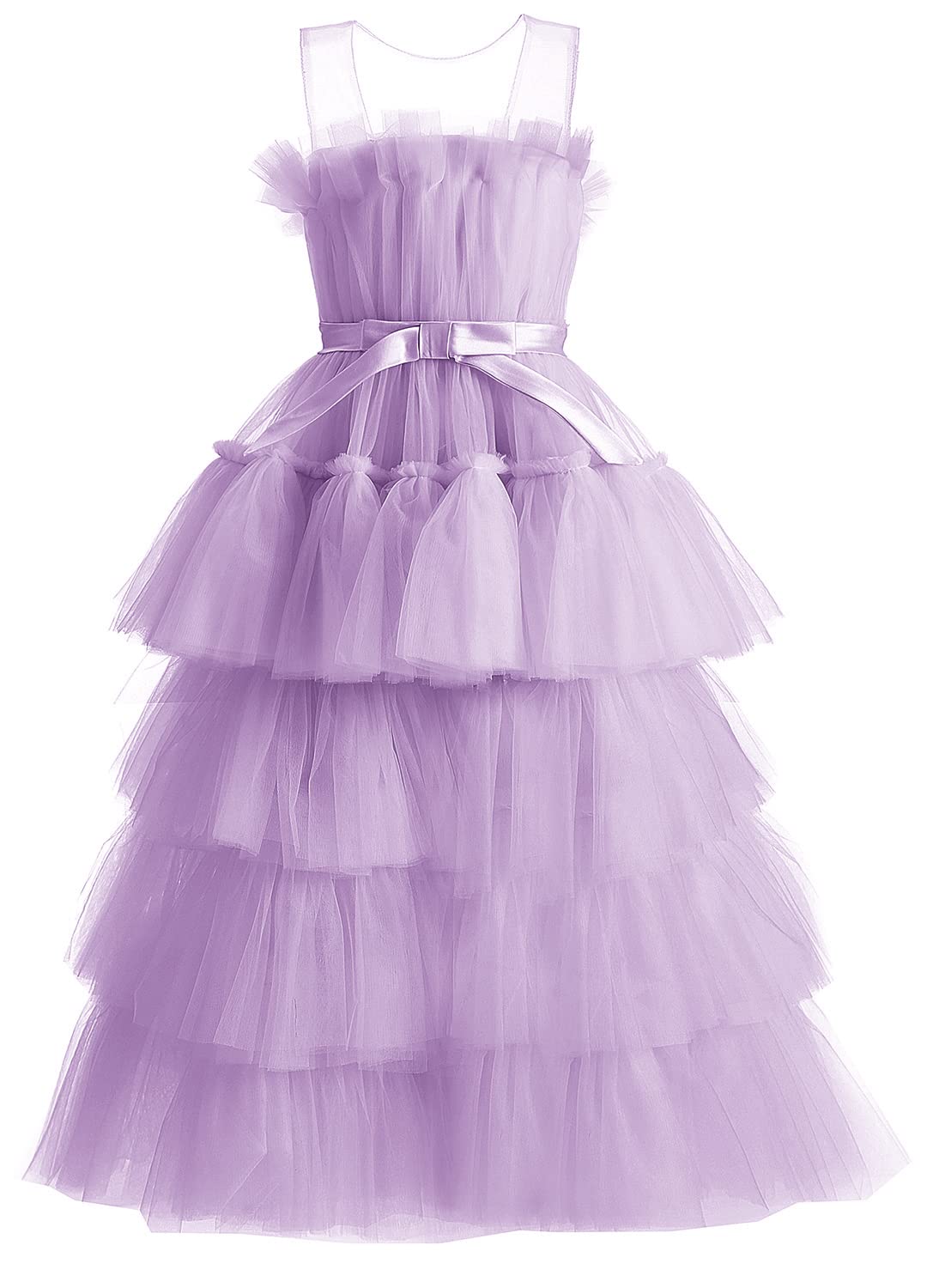 Yexinbridal Girls Princess Pageant Dress - Tulle High-Low Ball Gown for Kids Birthday Party | Flower Girl, Pageant, Special Occasion Dress