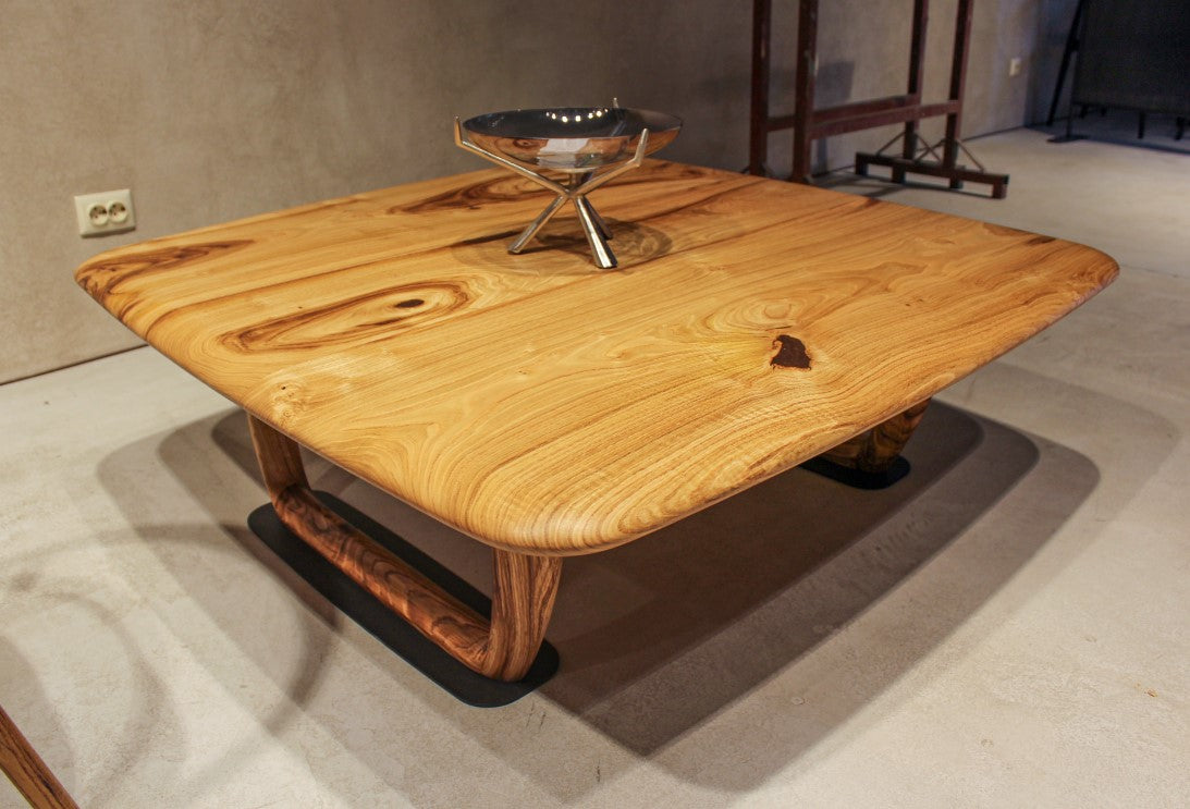 Rustic Solid Chestnut Wood Coffee Table with Natural Wood Legs - Perfect for Living Room, Farmhouse Decor & Cozy Home Style