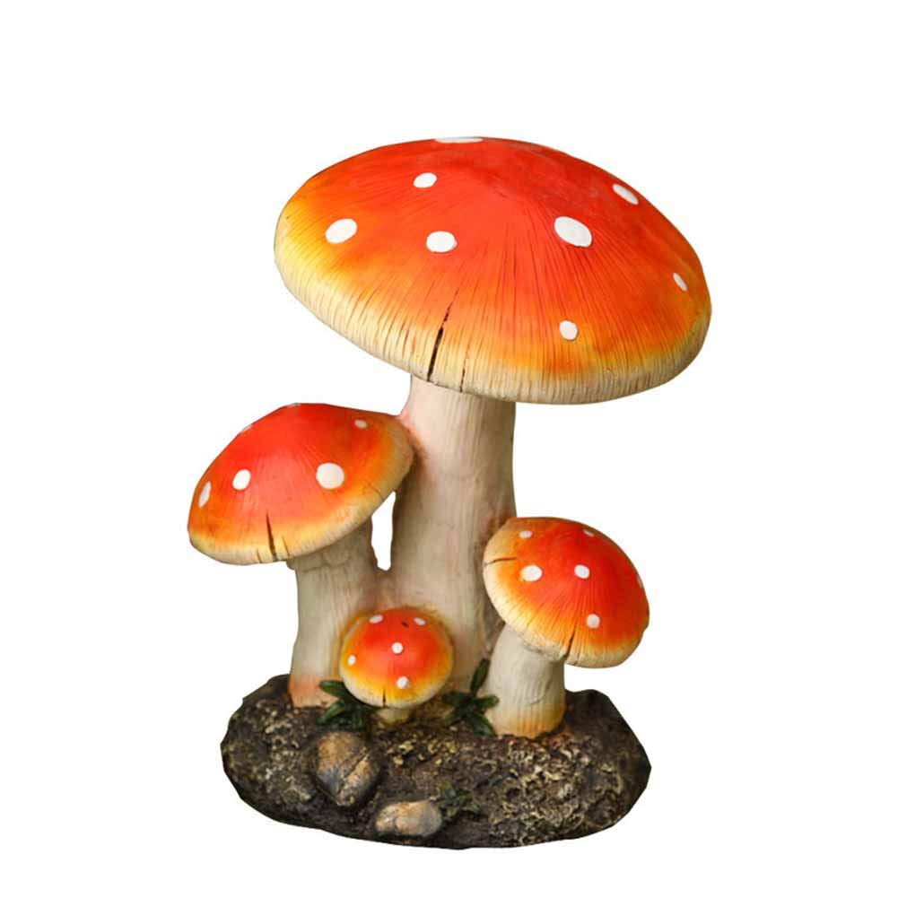 Realistic Garden Mushroom Sculpture - Hand-Painted Resin Fungi Decor for Lawn, Courtyard & Landscaping | Outdoor Plant Ornament for Fairy Gardens & Nature-Themed Yards