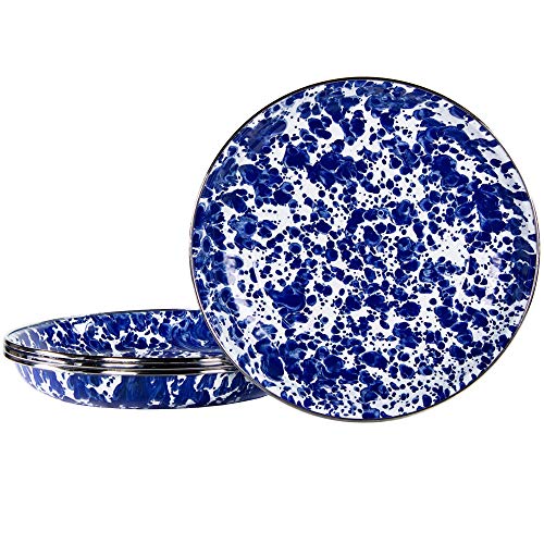 Premium Cobalt Blue Swirl Pasta Plates - Set of 4, 10-Inch Ceramic Dinner Plates for Italian Cuisine & Elegant Dining - Perfect for Restaurants, Dinner Parties & Home Decor