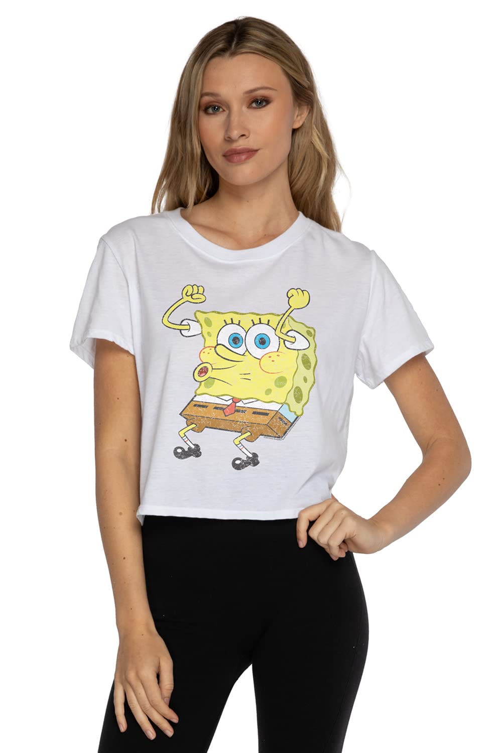 Spongebob Official Party Dylan Women's Short Sleeve Crop Top - Trendy Casual Summer Tee for Music Festivals, Beach Outings & Streetwear Fashion