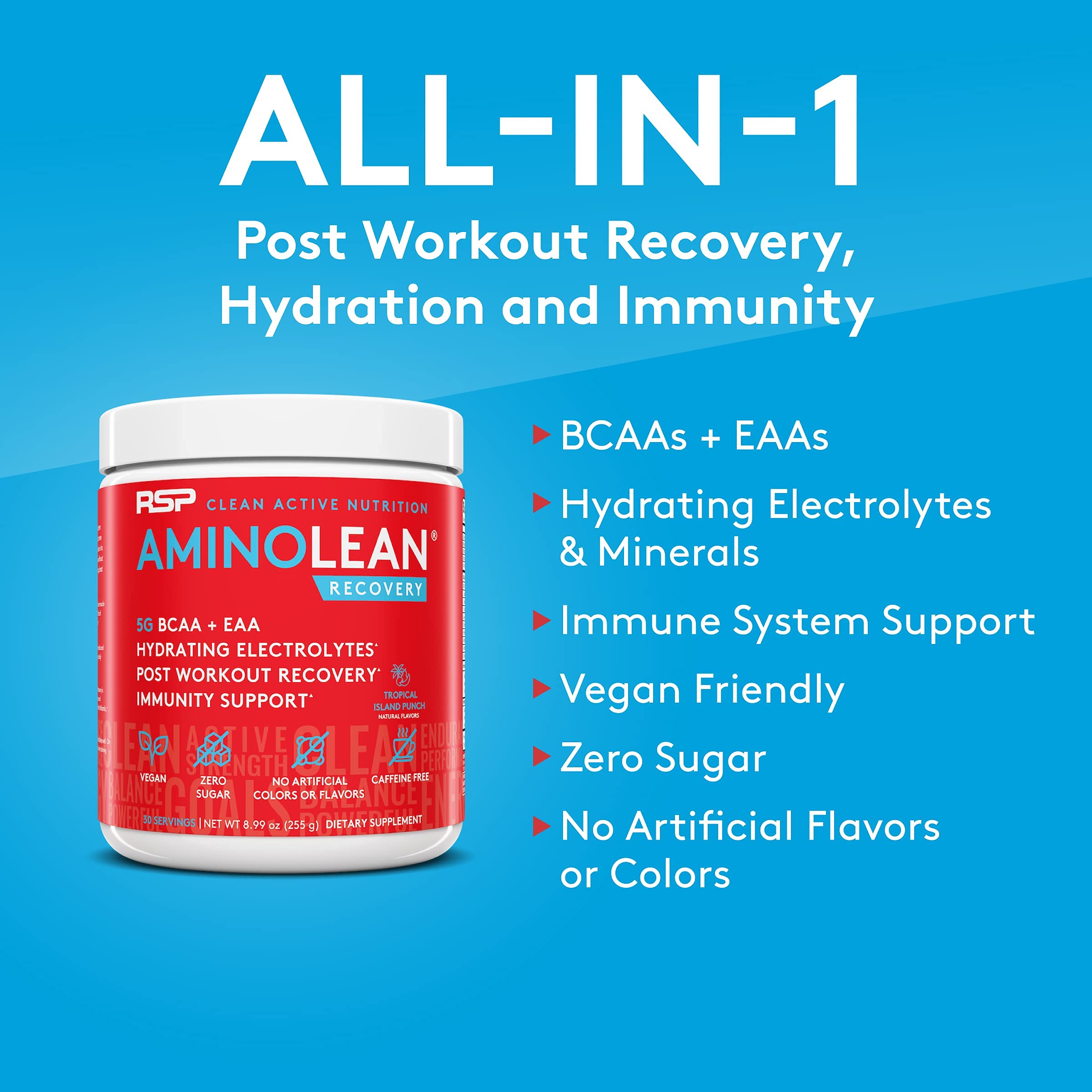 Vegan AminoLean Pre & Post Workout Combo - Mango & Tropical Punch for Gym & Recovery
