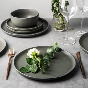 AmorArc 18-Piece Ceramic Dinnerware Set - Wavy Rim Stoneware Plates & Bowls - Chip & Crack Resistant - Dishwasher, Microwave & Oven Safe - Service for 6 | Perfect for Family Dinners, Restaurant-Style Dining & Everyday Use