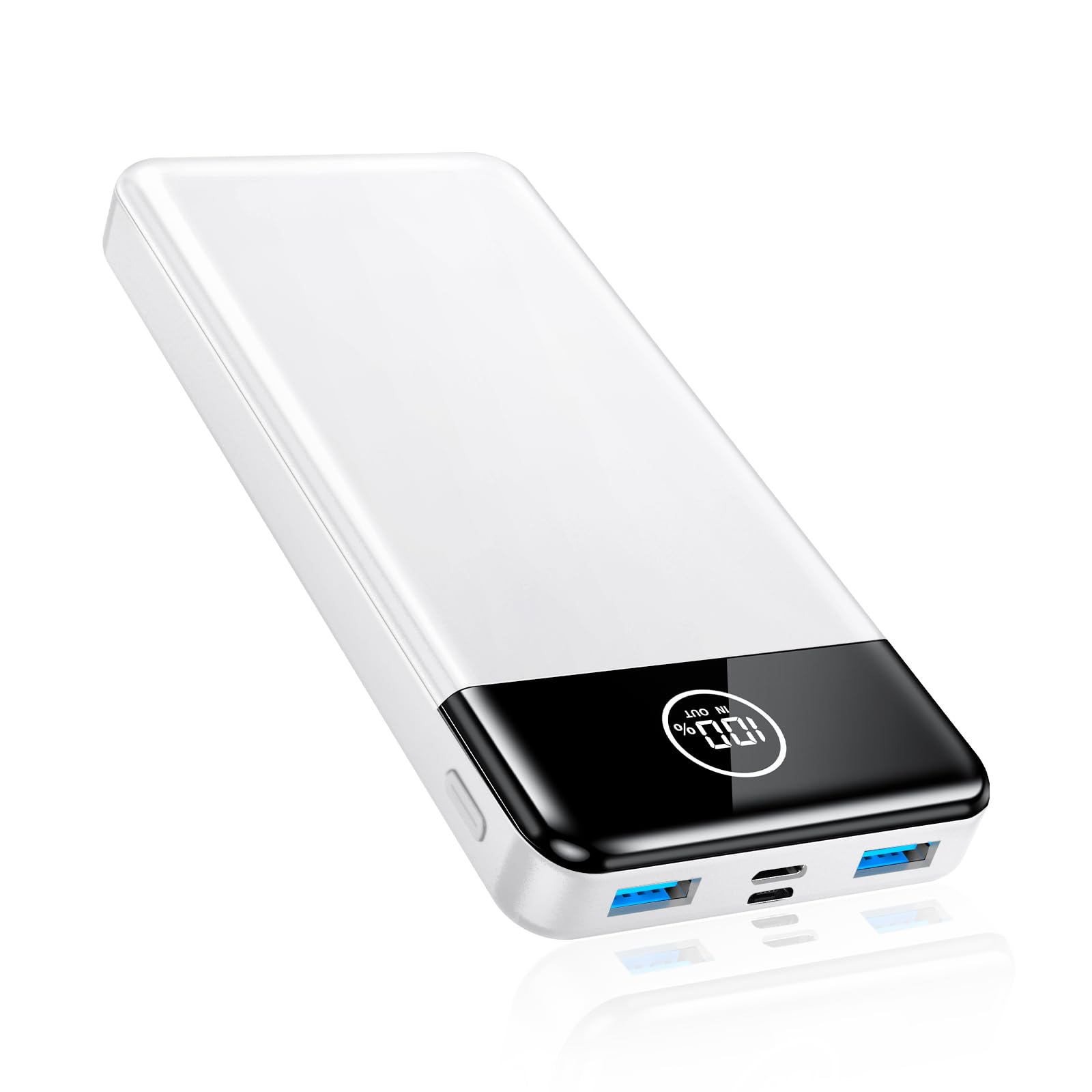 **33800mAh Portable Charger with 22.5W Fast Charging - USB C & USB A Output, Digital Display Power Bank for iPhone 16/15/14/13 Pro, Samsung, Google, LG, iPad, AirPods (White) - Perfect for Travel, Camping & Emergency Power Backup**