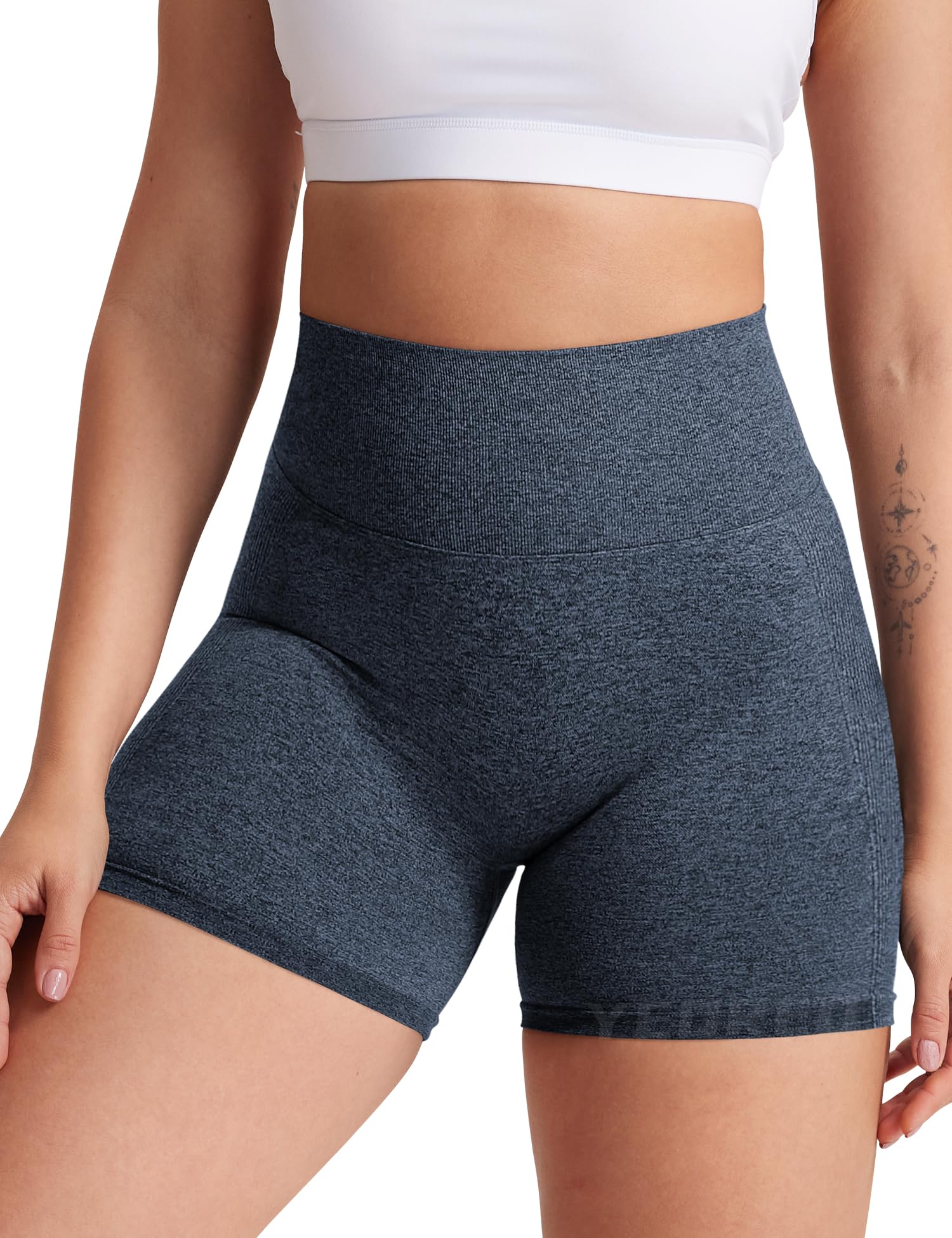 YEOREO High Waist Yoga Shorts for Women - Seamless Workout Gym Cycling Shorts with Smile Contour Design - Perfect for Yoga, Running, Fitness & Lounge Wear