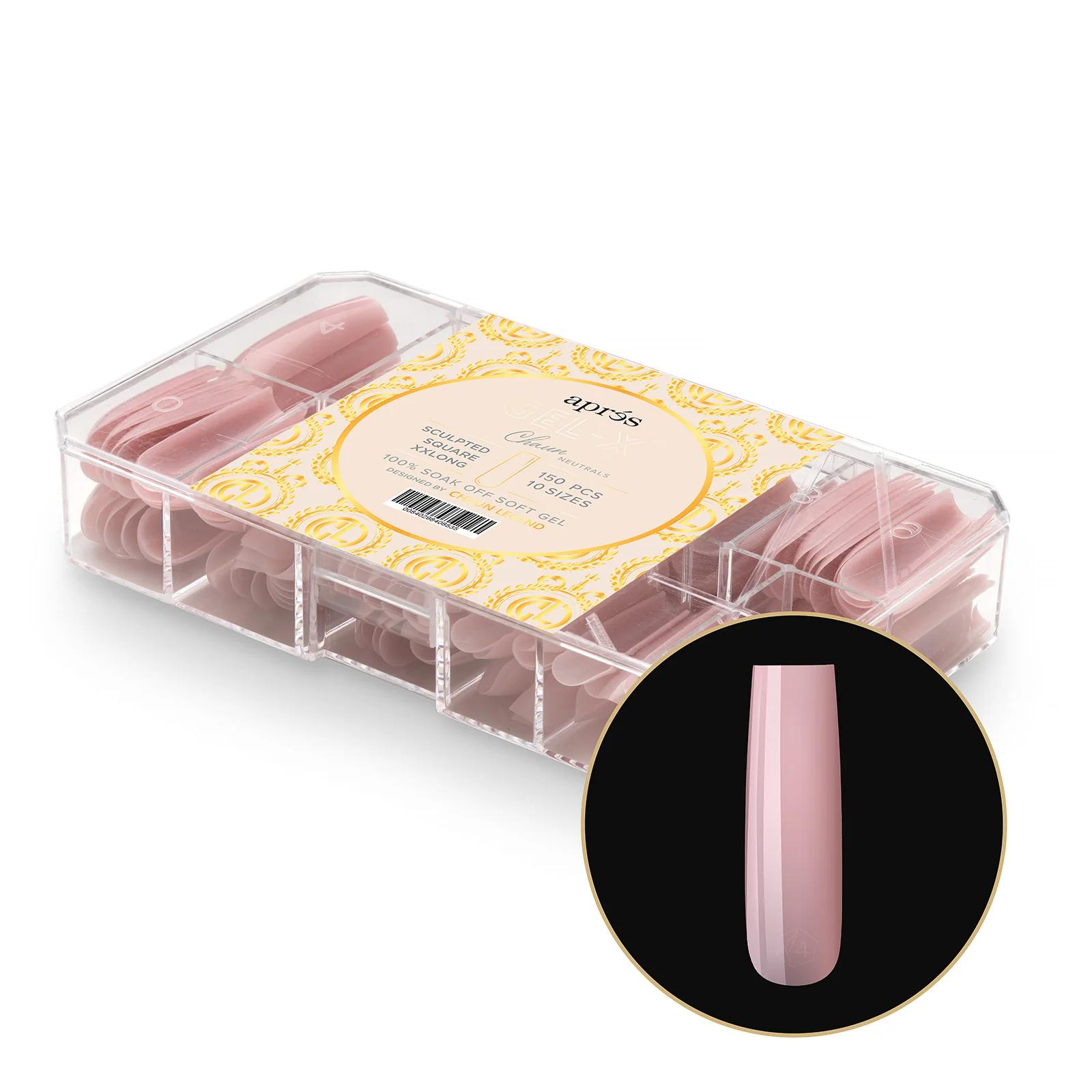 Apres Neutrals Gel X Tips 2.0 - Chaun Legend X Apres Sculpted Square Extra Extra Long (150 Pcs) | Professional Nail Extension Kit for Salon & Home Manicure | Perfect for Special Occasions & Daily Wear