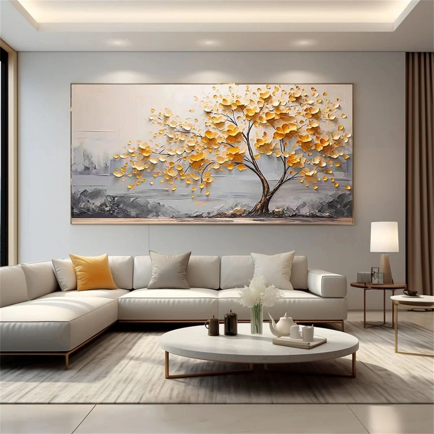 Flower and Tree Painting #FT123 - Handmade Canvas Art for Home Decor, Office, and Living Room Wall