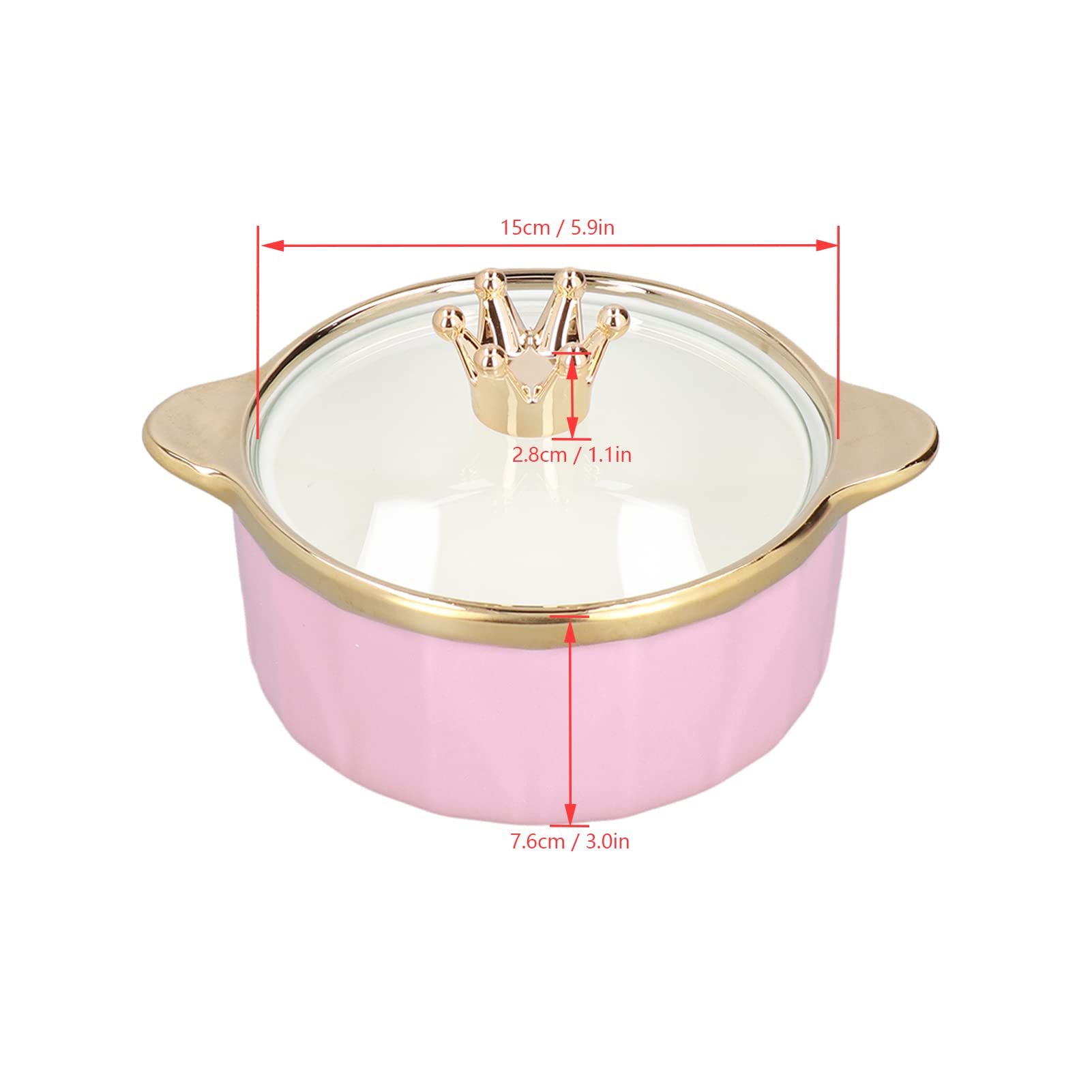 Ceramic Soup Bowls with Lid - 16oz Crown Cereal Bowls for Soup, Rice, Salad & Instant Noodles - Binaural Handle Design, Microwave & Dishwasher Safe (Pink) - Perfect for Home Dining, Office Lunch & Meal Prep