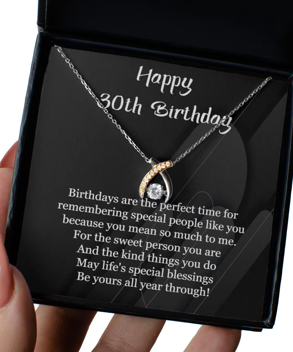 30th Birthday Gift Necklace for Women - Elegant Wishbone Dancing Pendant Jewelry for Her, Wife, Daughter or Sister | Perfect 30th Birthday Present, Anniversary Gift & Special Occasion Accessory