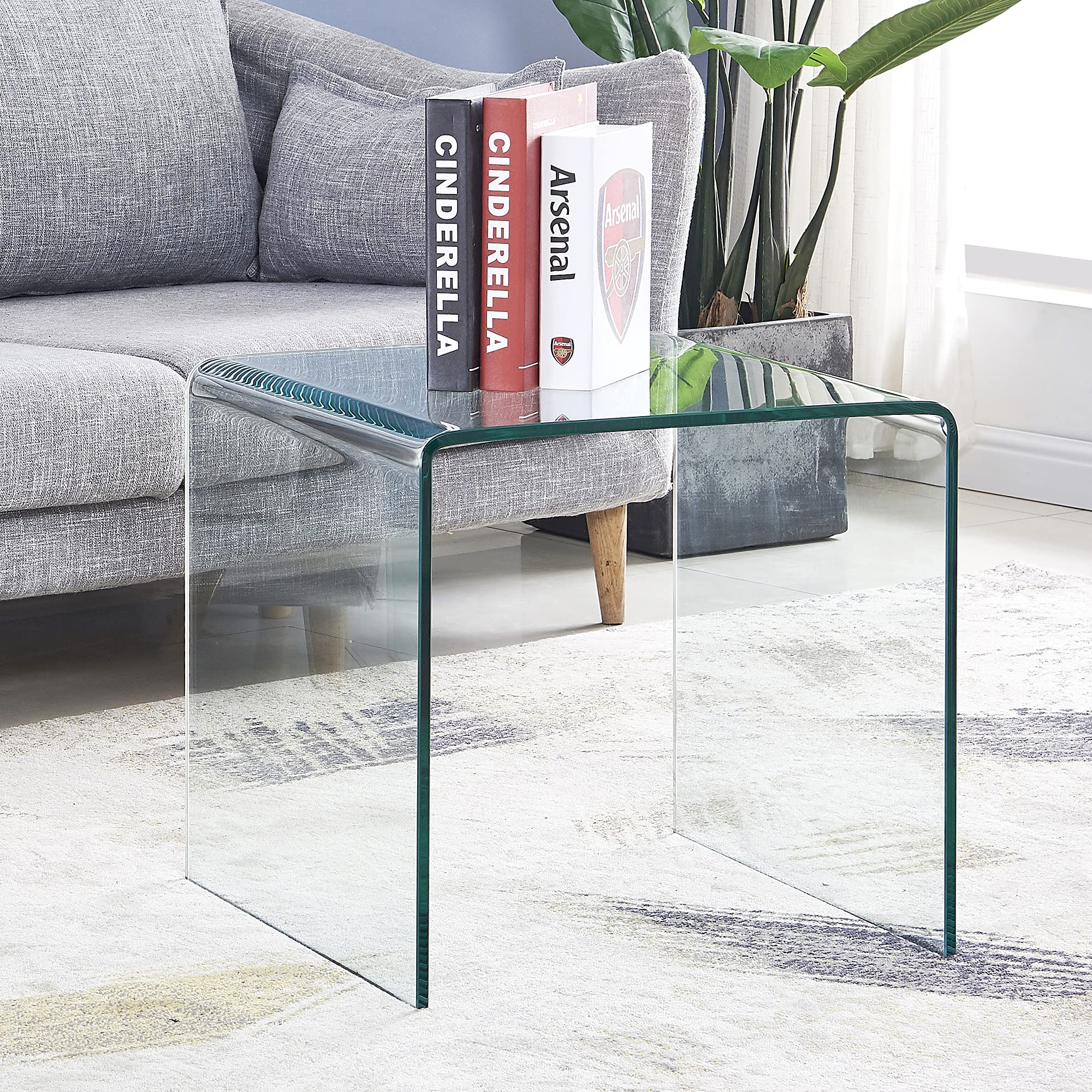 Modern Clear Glass Coffee Table - 19.75