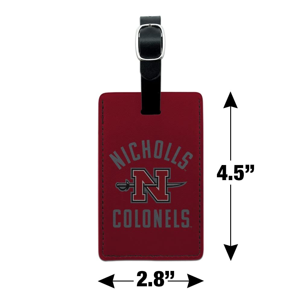 Nicholls State University Colonels Logo Leather Luggage Tag - Personalized Rectangle ID Card Holder for Travel, Business & Campus Life