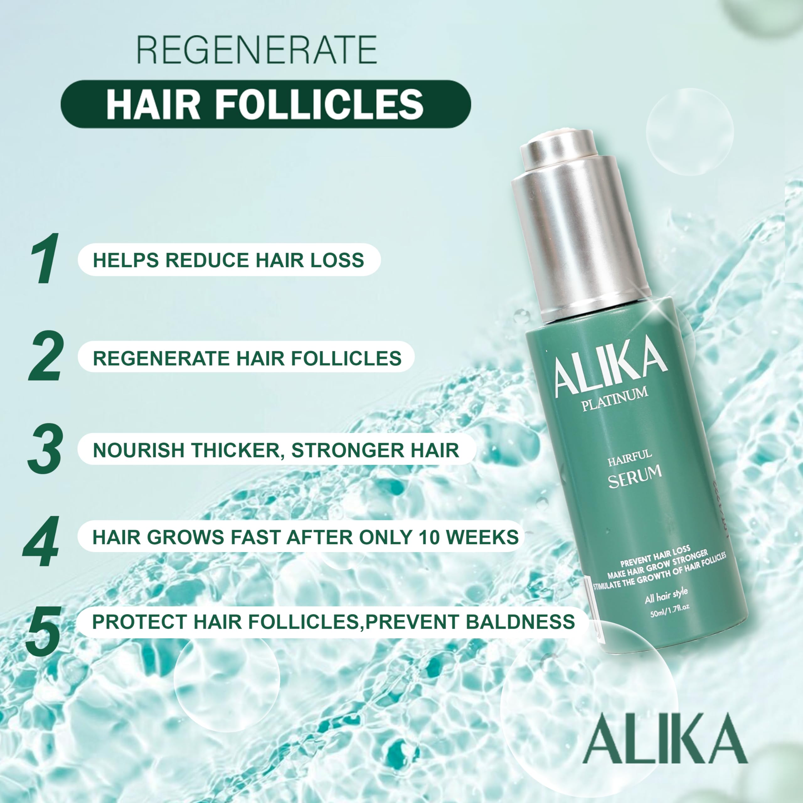 ALIKA 3 Hair Growth Serum for Women & Men - Scalp Treatment for Hair Loss & Thinning - Natural Formula for Dry, Oily & Normal Scalp - Promotes Thicker, Longer & Healthier Hair (50ml) - Perfect for Daily Use at Home, Salon Treatments & Travel