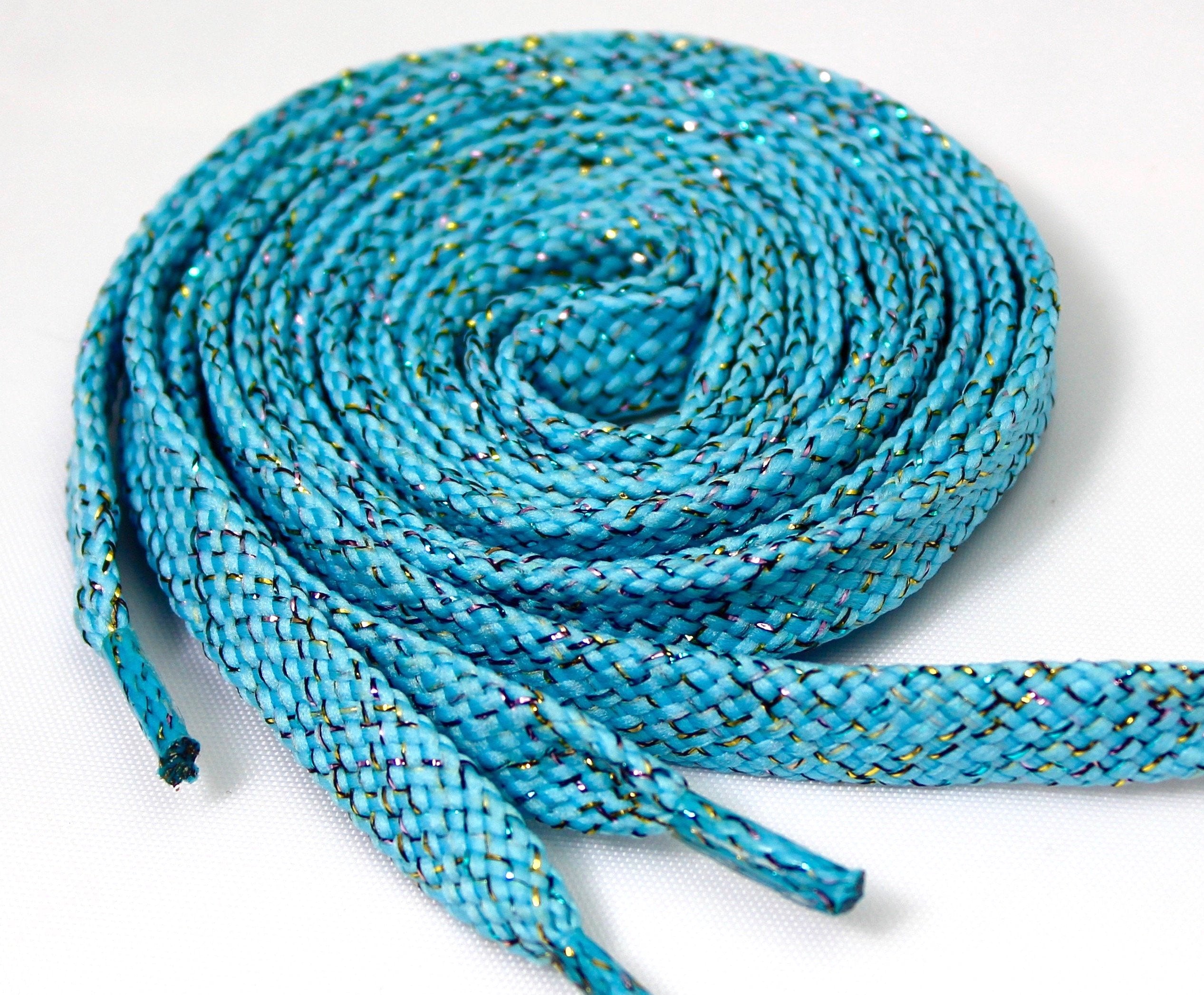 Flat Sparkle Shoelaces - Light Blue | Shiny Fashion Laces for Sneakers & Casual Shoes | Perfect for Running, Walking & Everyday Wear