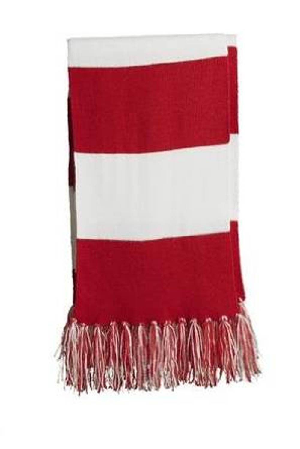 Sport-Tek Spectator Scarf - Red & White Team Colors, Unisex Fan Scarf for Football, Soccer & Outdoor Sports Events - Perfect for Game Day, Tailgating & Cold Weather