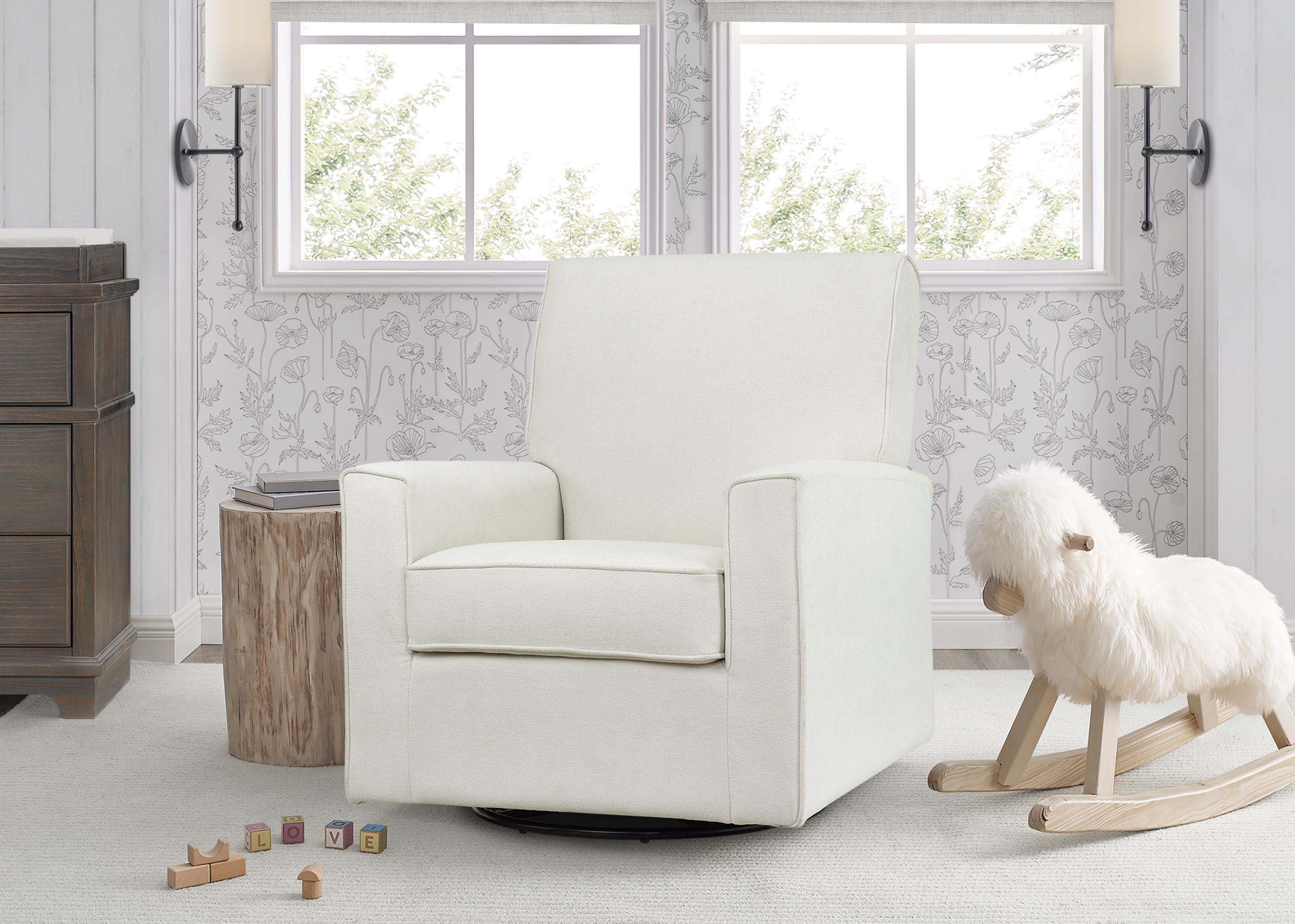 Sophie Nursery Glider Swivel Chair with LiveSmart Fabric - Comfortable Rocking Recliner for Breastfeeding, Baby Shower & Nursery Room - Perfect for Nursing, Reading & Relaxing with Your Newborn