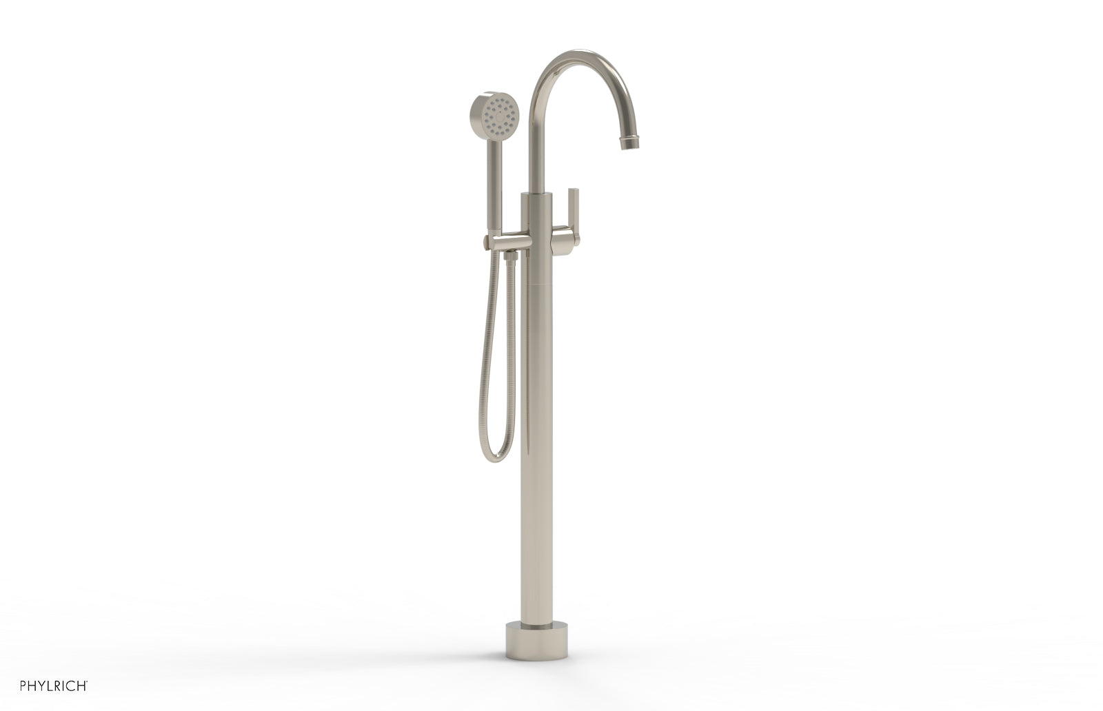 HEX MODERN Tall Floor Mount Tub Filler with Lever Handle & Hand Shower - Model 501 47 01 - Perfect for Luxury Bathroom Renovations & Spa-Like Showers