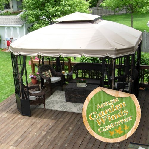 Garden Winds Replacement Canopy for Sears Bay Window Gazebo - Heavy Duty Ultra Stitch & Durable Pockets | Perfect for Outdoor Patio, Backyard, and Garden Shelter Protection