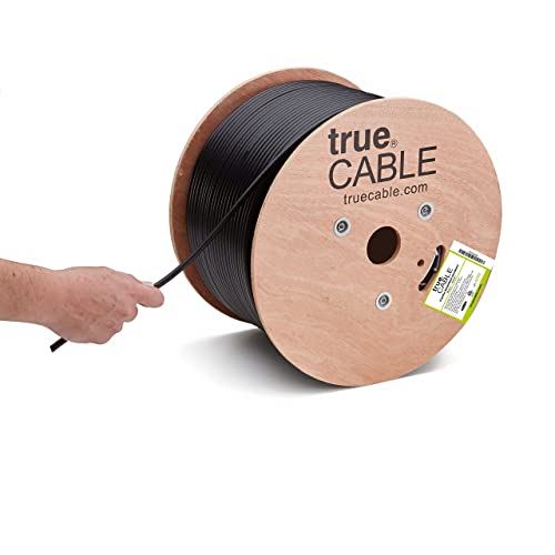 trueCABLE Cat5e Outdoor Ethernet Cable - 1000ft Shielded FTP, UV Resistant, Aerial CMX Rated, 24AWG Solid Bare Copper, 350MHz, PoE++ (4PPoE) - Perfect for Outdoor Networking, Security Cameras, and Long-Distance Internet Connections