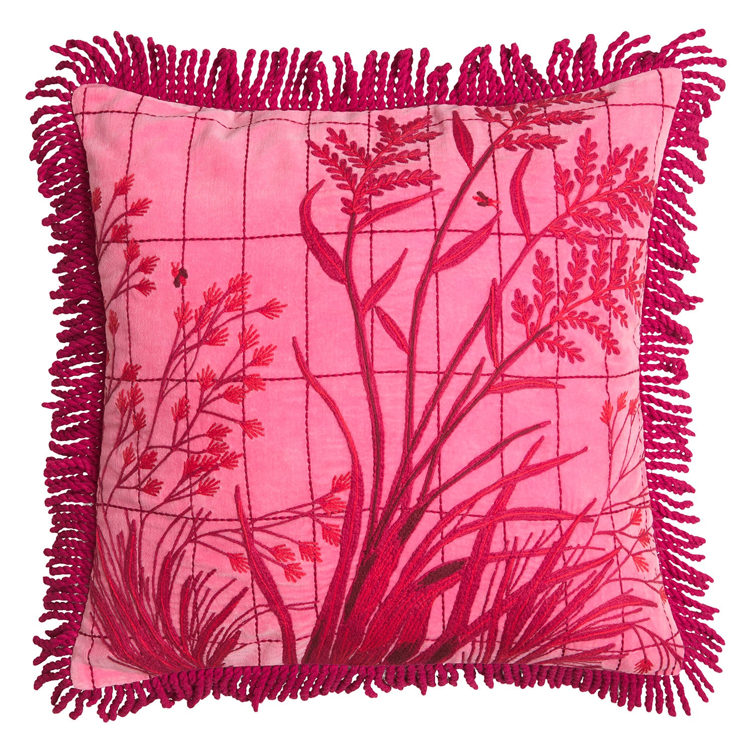 Adelyn Embroidered Throw Pillow Cover - Elegant Cosmo Pink Home Decor for Sofa, Bed & Living Room