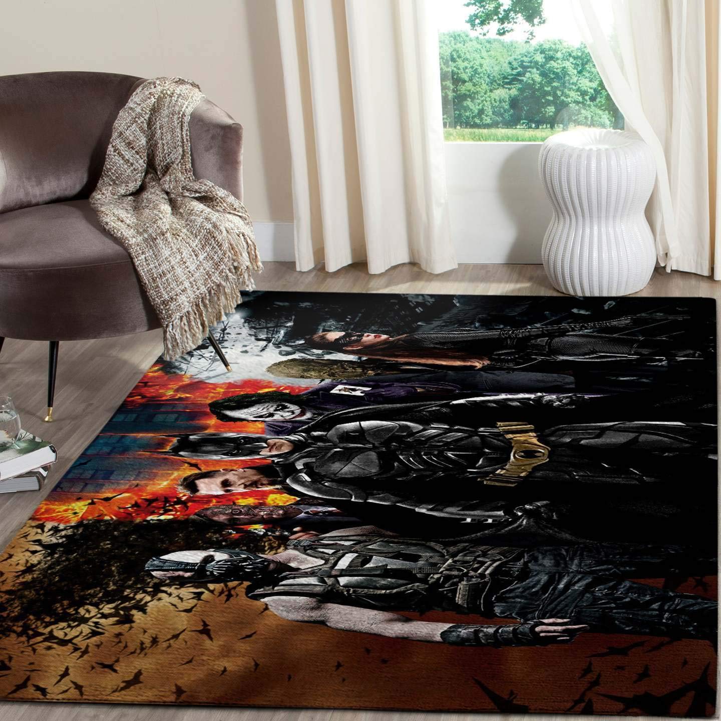 Batman Area Rugs - Superhero Movie Themed Living Room Carpet - Large Size Floor Mat for Home Decor, Bedroom & Christmas Gifts - Soft Non-Slip Rug for Superhero Fans