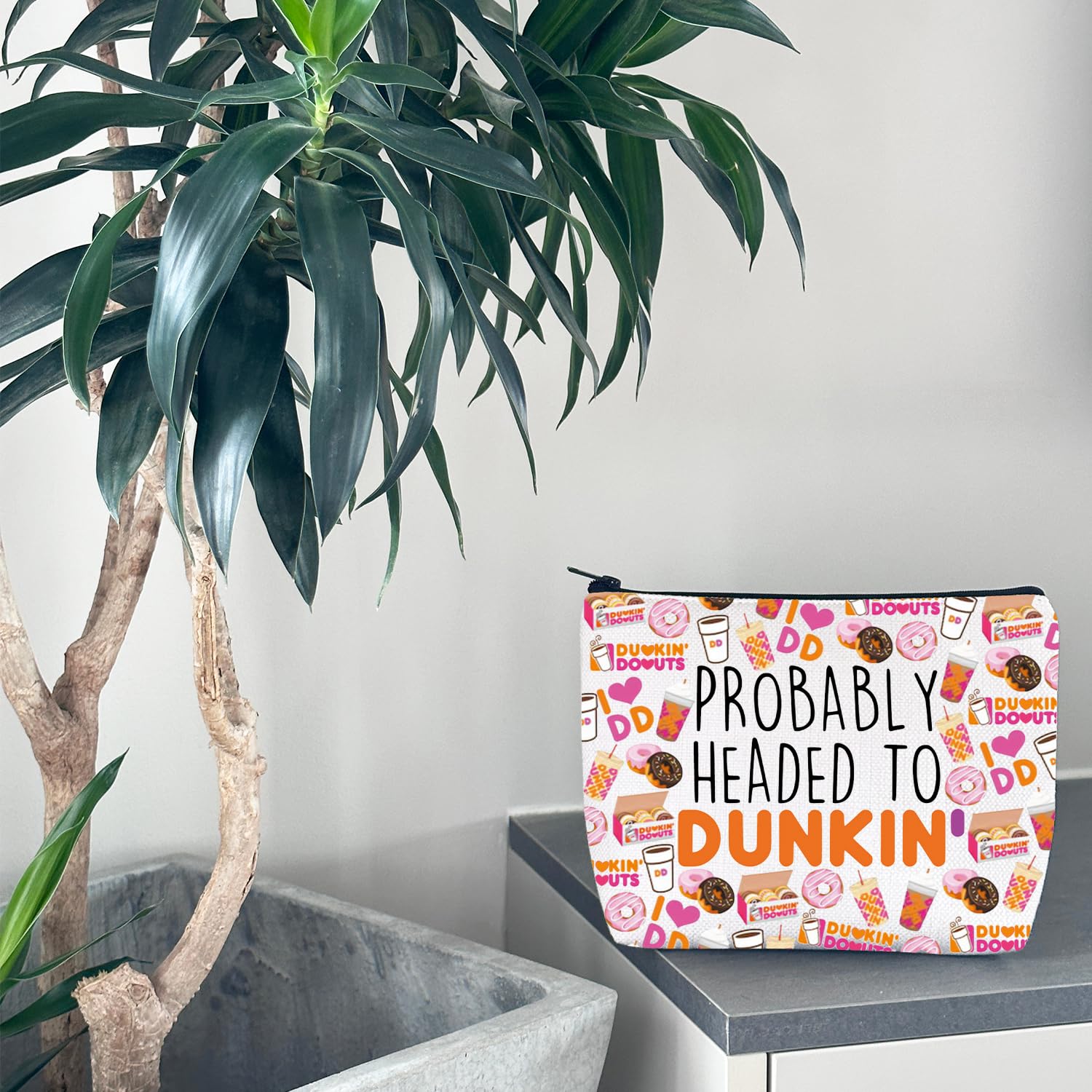 WCGXKO Donut-Themed Makeup Bag - Perfect Gift for Coffee Lovers & Donut Enthusiasts - Cute Cosmetic Organizer for Travel, Gym & Daily Use (Coffee-Inspired Design)