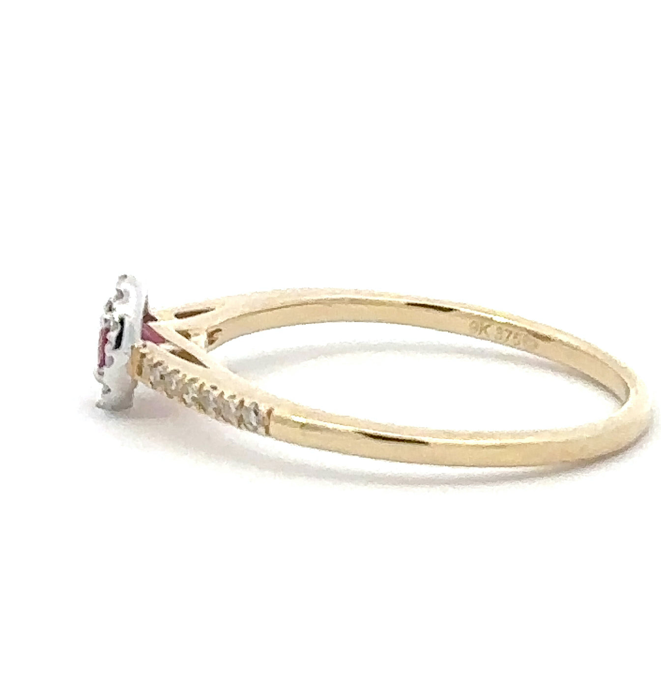 9ct Yellow and White Gold Ruby & Diamond Cluster Ring – Elegant Wedding, Engagement, or Anniversary Jewelry Gift for Women