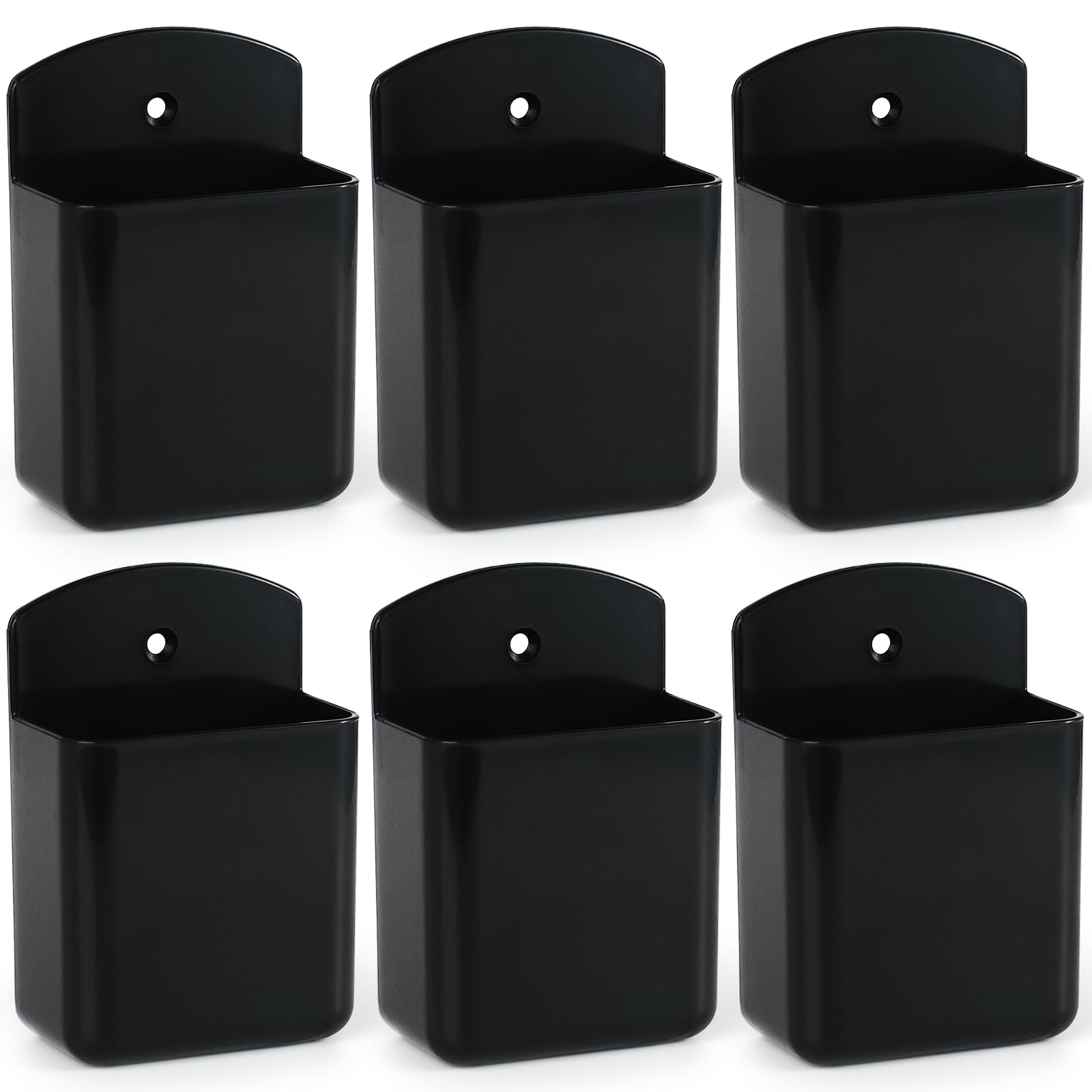 6-Pack Self Adhesive Wall Mount Remote Control Holder - Universal TV Remote Organizer with Pen & Marker Storage for Home, Office, School - Space Saving Black Home Organization Solution (Perfect for Living Room, Bedroom, Kitchen & Workspace)